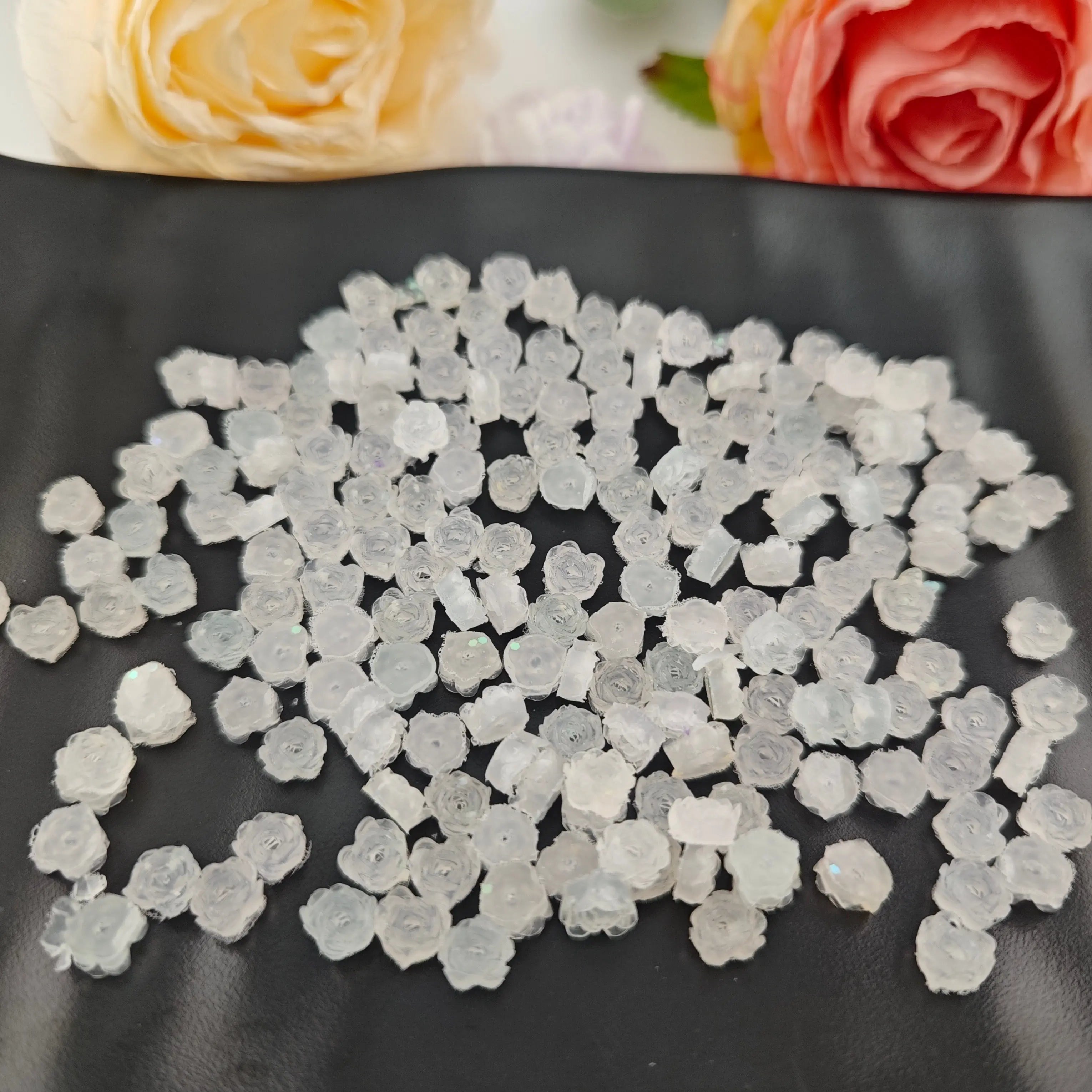 FS18959-About 8mm Heart Color Changing Soft Flower Nail Charms Zoe DIY Wholesale