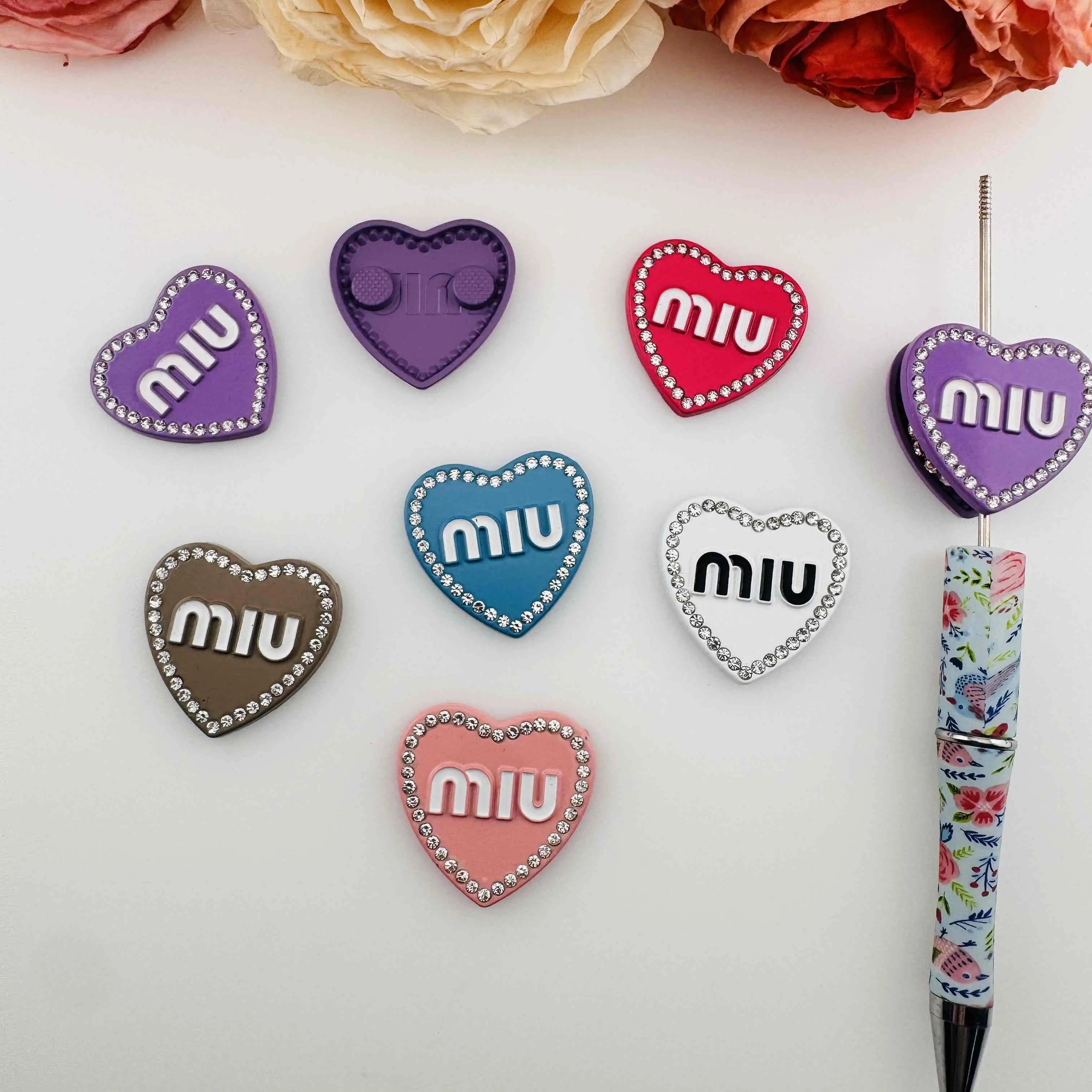 FS19000-About 31×30mm Miu Heart Alloy Metal Patch Zoe DIY Wholesale