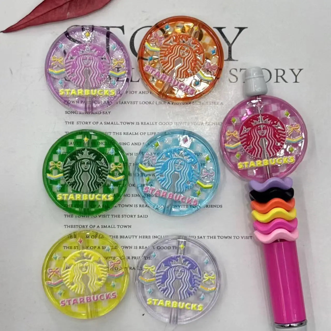 FS19020-StarBucks Round Acrylic Beads Zoe DIY Wholesale