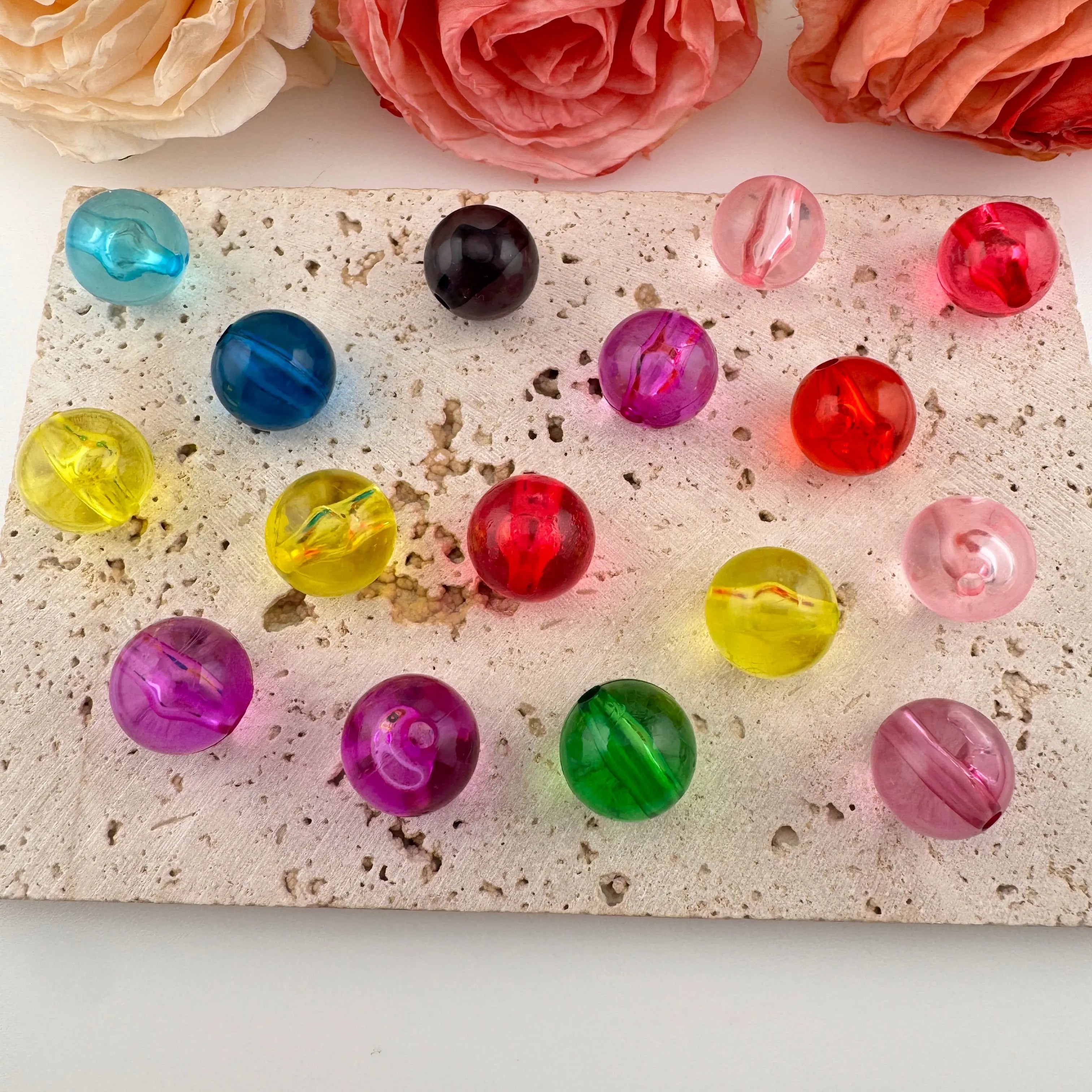 FS19069-Random Mixed Color Clear Color Based Acrylic Beads Zoe DIY Wholesale