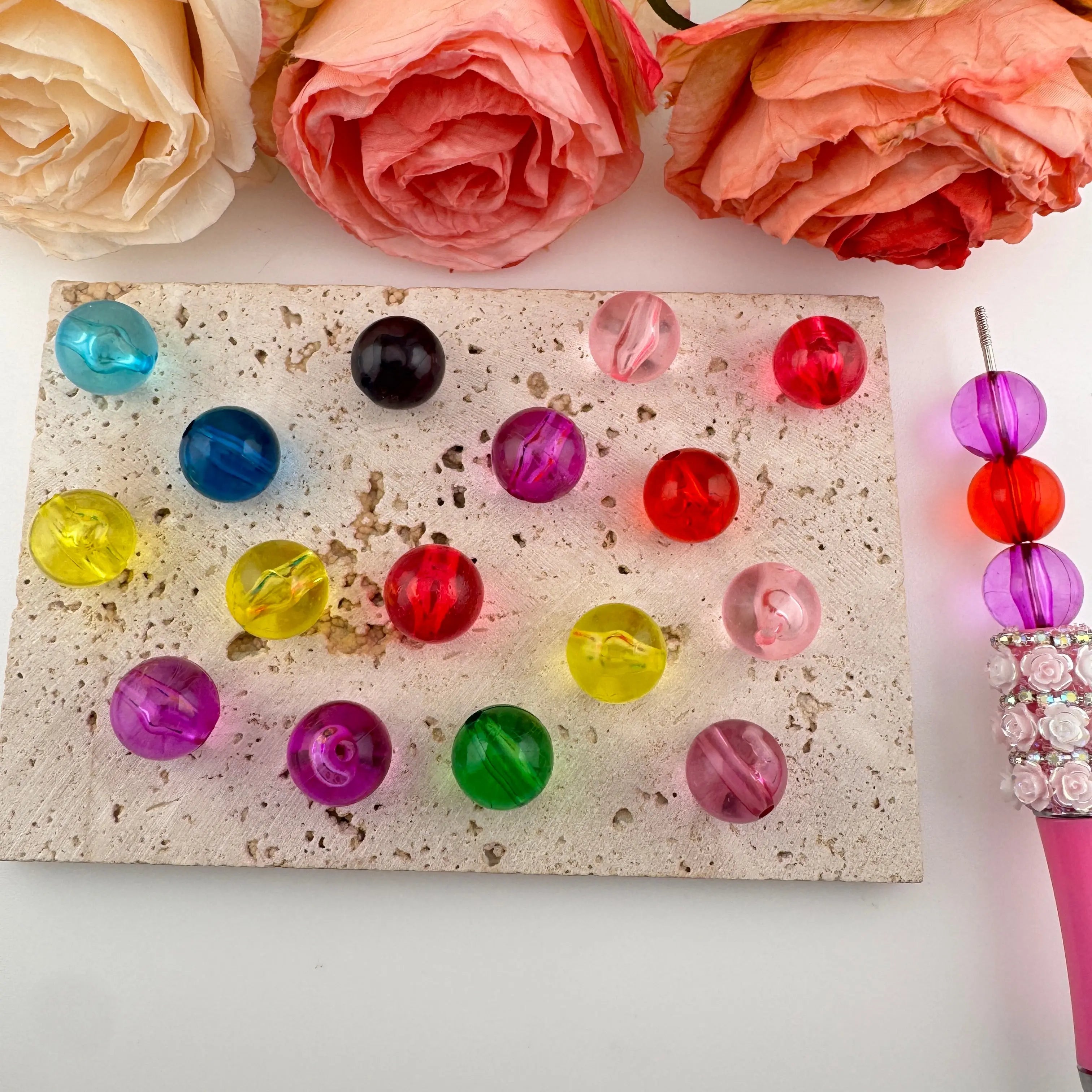 FS19069-Random Mixed Color Clear Color Based Acrylic Beads Zoe DIY Wholesale