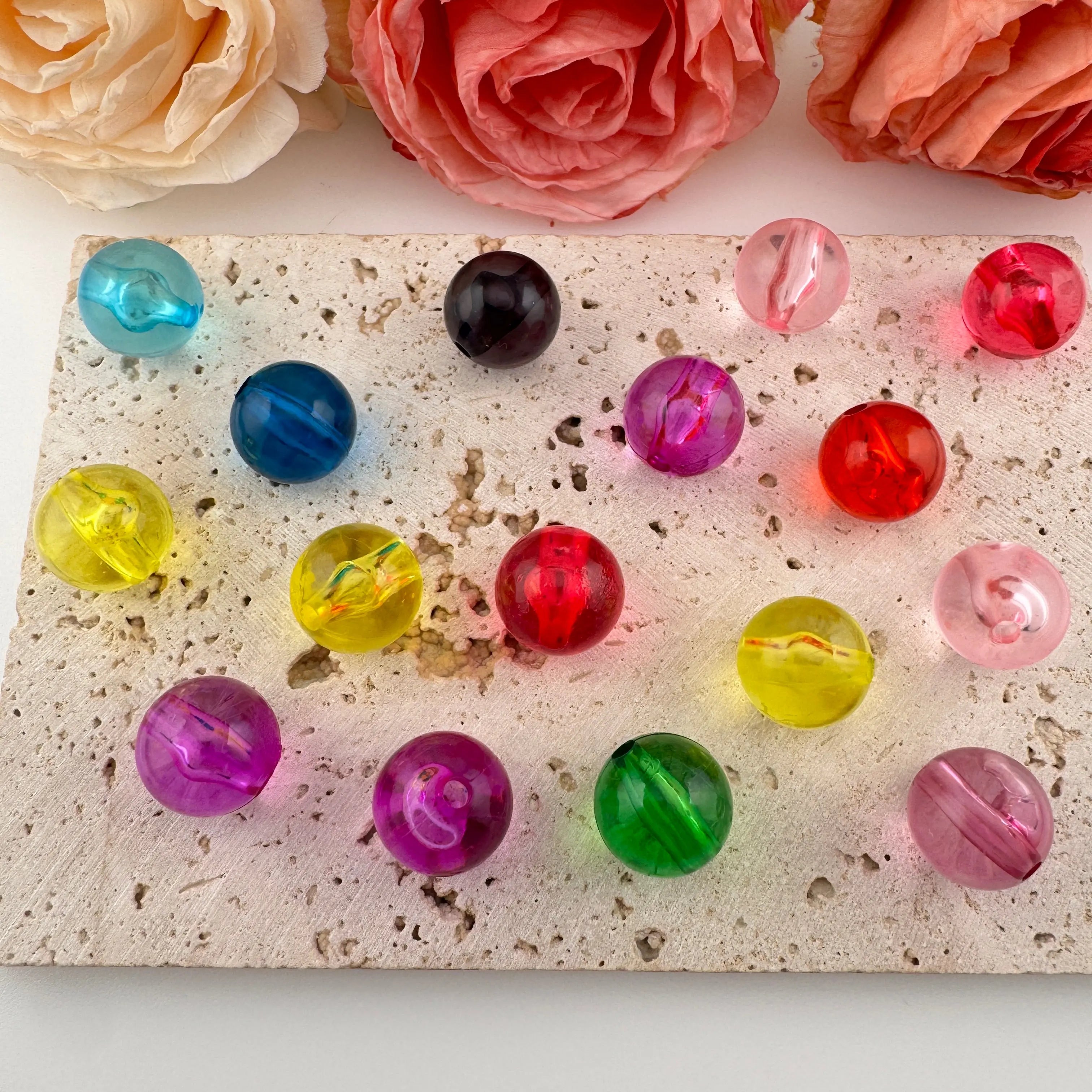 FS19069-Random Mixed Color Clear Color Based Acrylic Beads Zoe DIY Wholesale