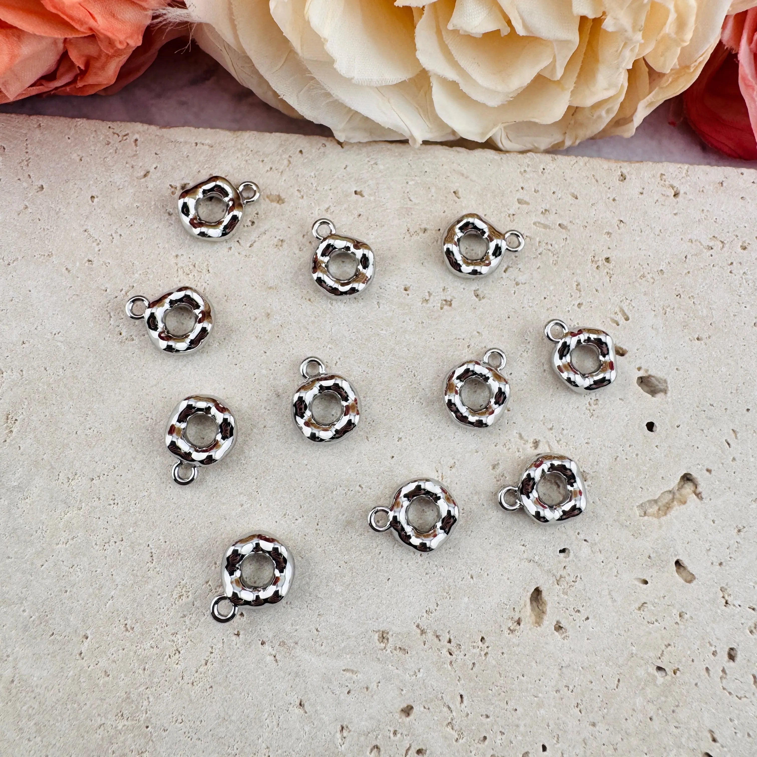FS19072-About 8mm Wave Metal Spacer With Connector Zoe DIY Wholesale