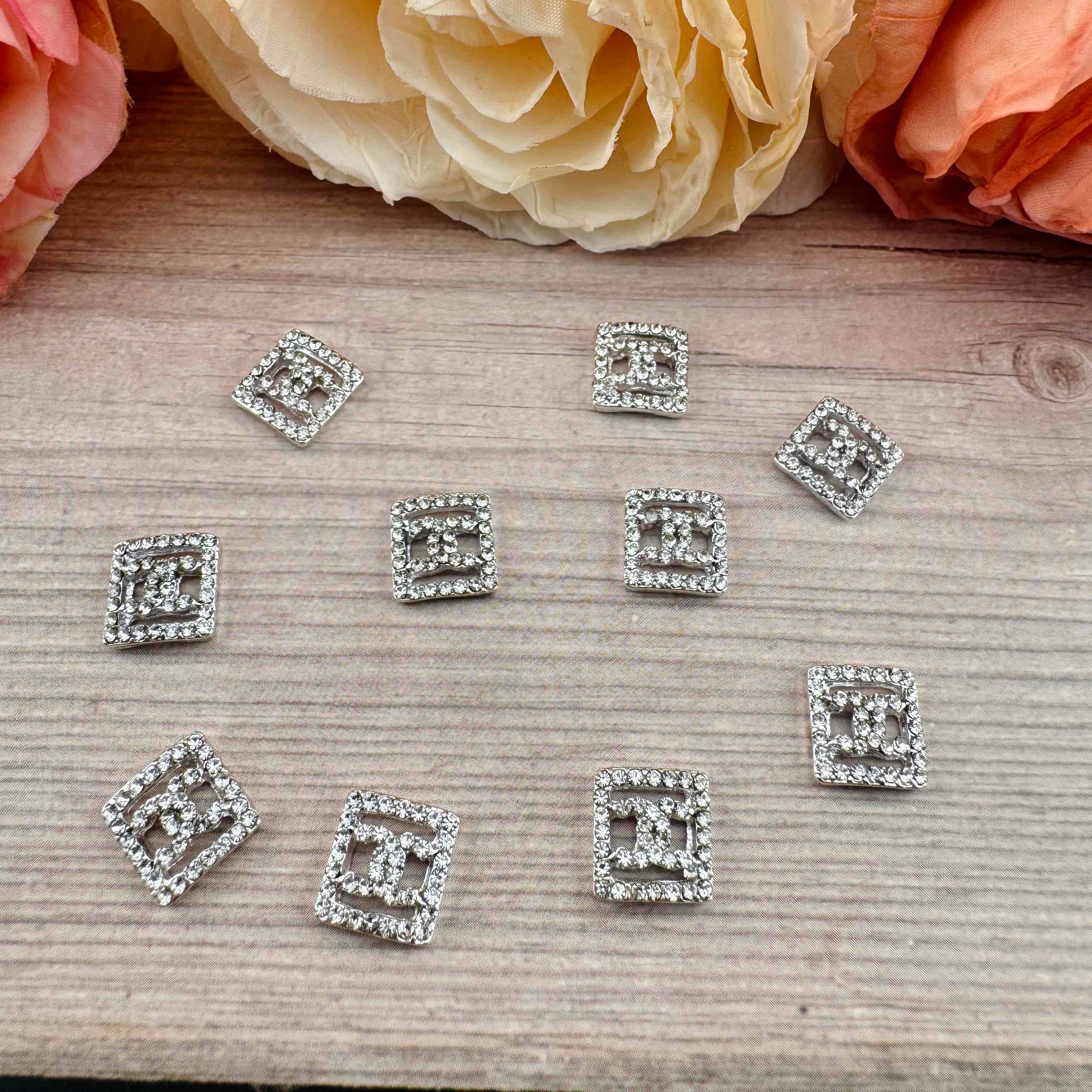 FS19094-About 9mm Square C Metal Nail Charms Zoe DIY Wholesale