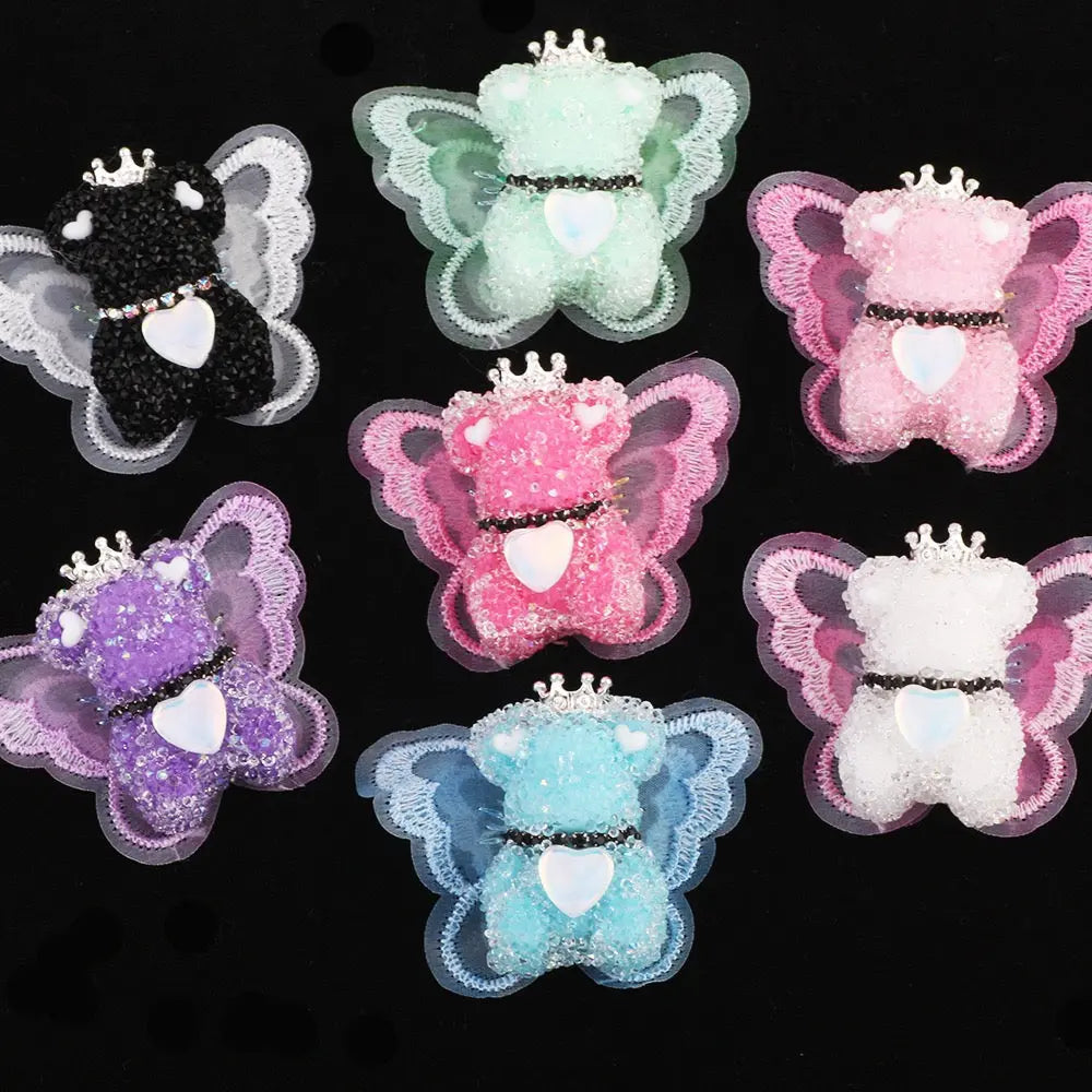 FS191355-About 40mm*46mm Butterfly Wing Bear Sugar Acrylic Beads For Making Beadable Pens Keychain Zoe DIY Wholesale