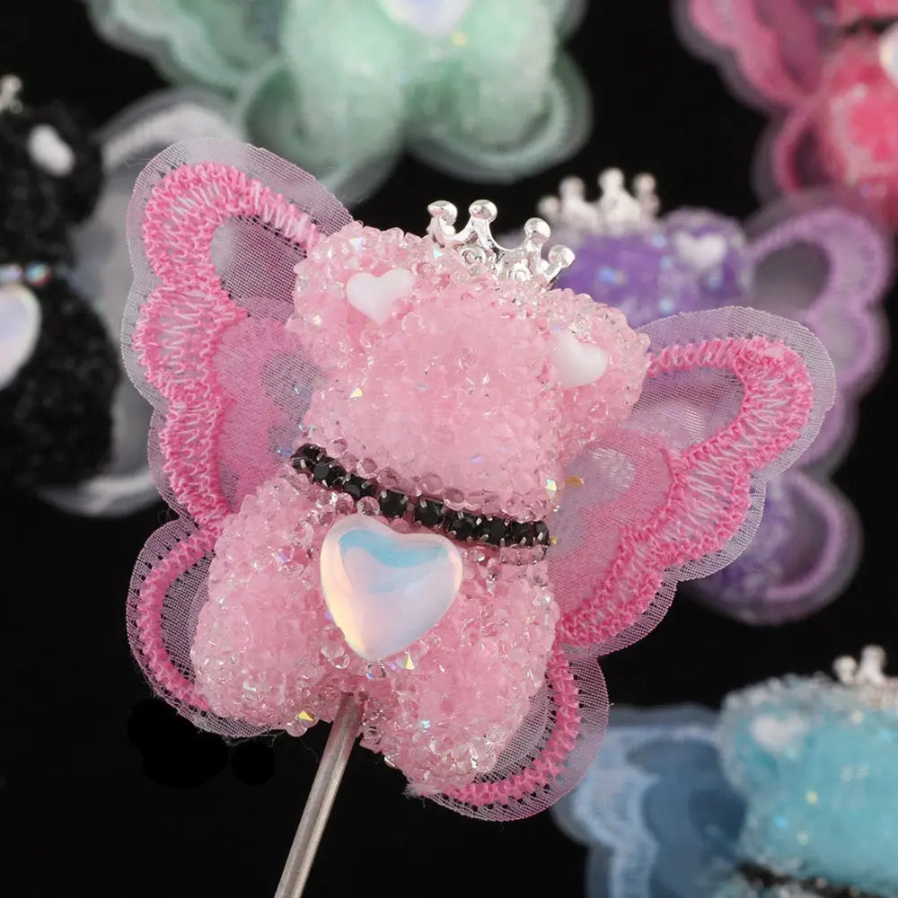 FS191355-About 40mm*46mm Butterfly Wing Bear Sugar Acrylic Beads For Making Beadable Pens Keychain Zoe DIY Wholesale