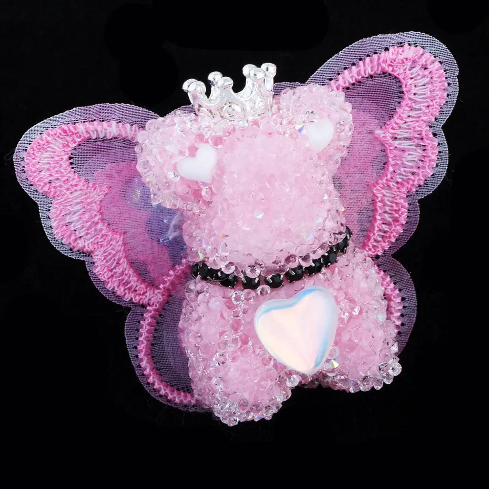 FS191355-About 40mm*46mm Butterfly Wing Bear Sugar Acrylic Beads For Making Beadable Pens Keychain Zoe DIY Wholesale