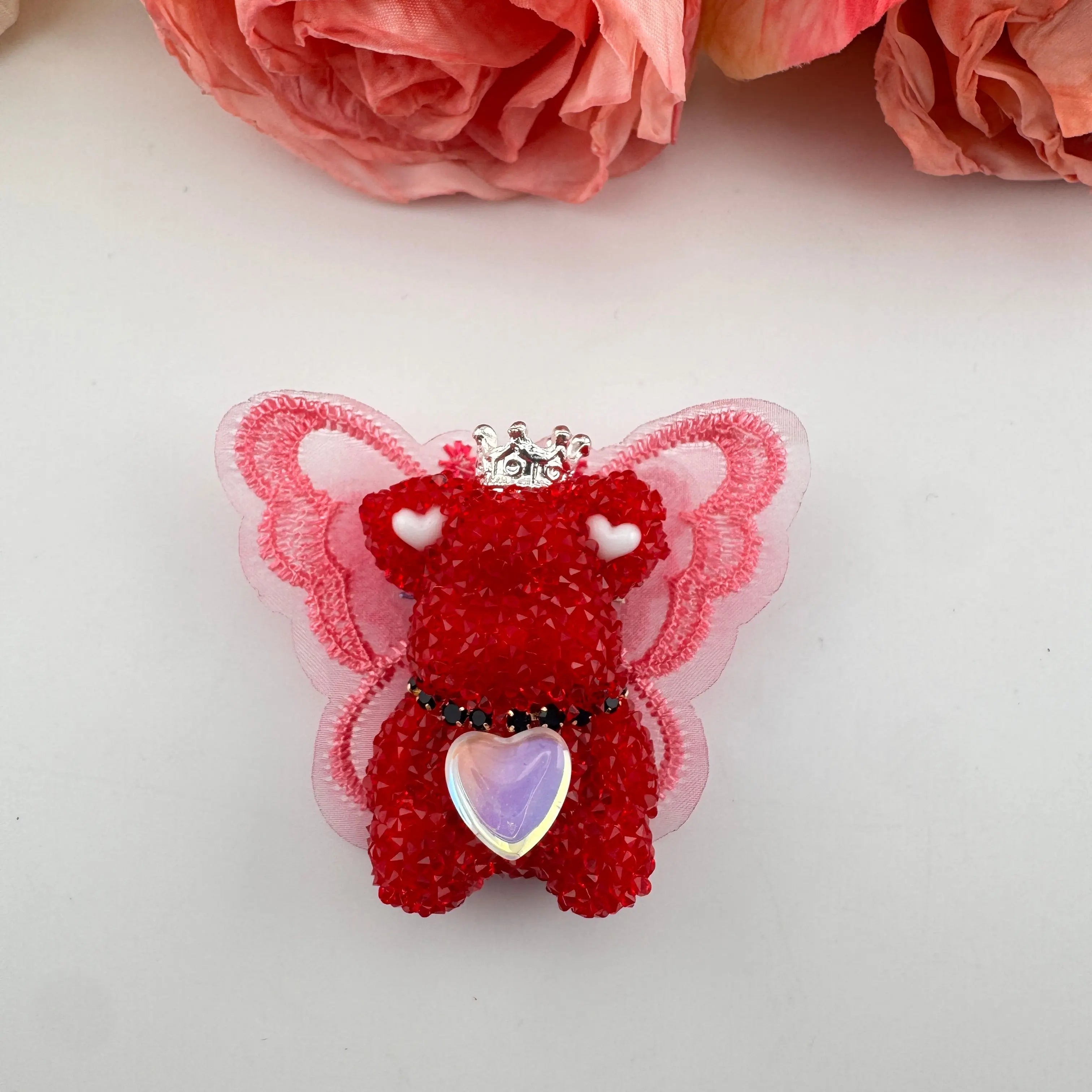 FS191355-About 40mm*46mm Butterfly Wing Bear Sugar Acrylic Beads For Making Beadable Pens Keychain Zoe DIY Wholesale