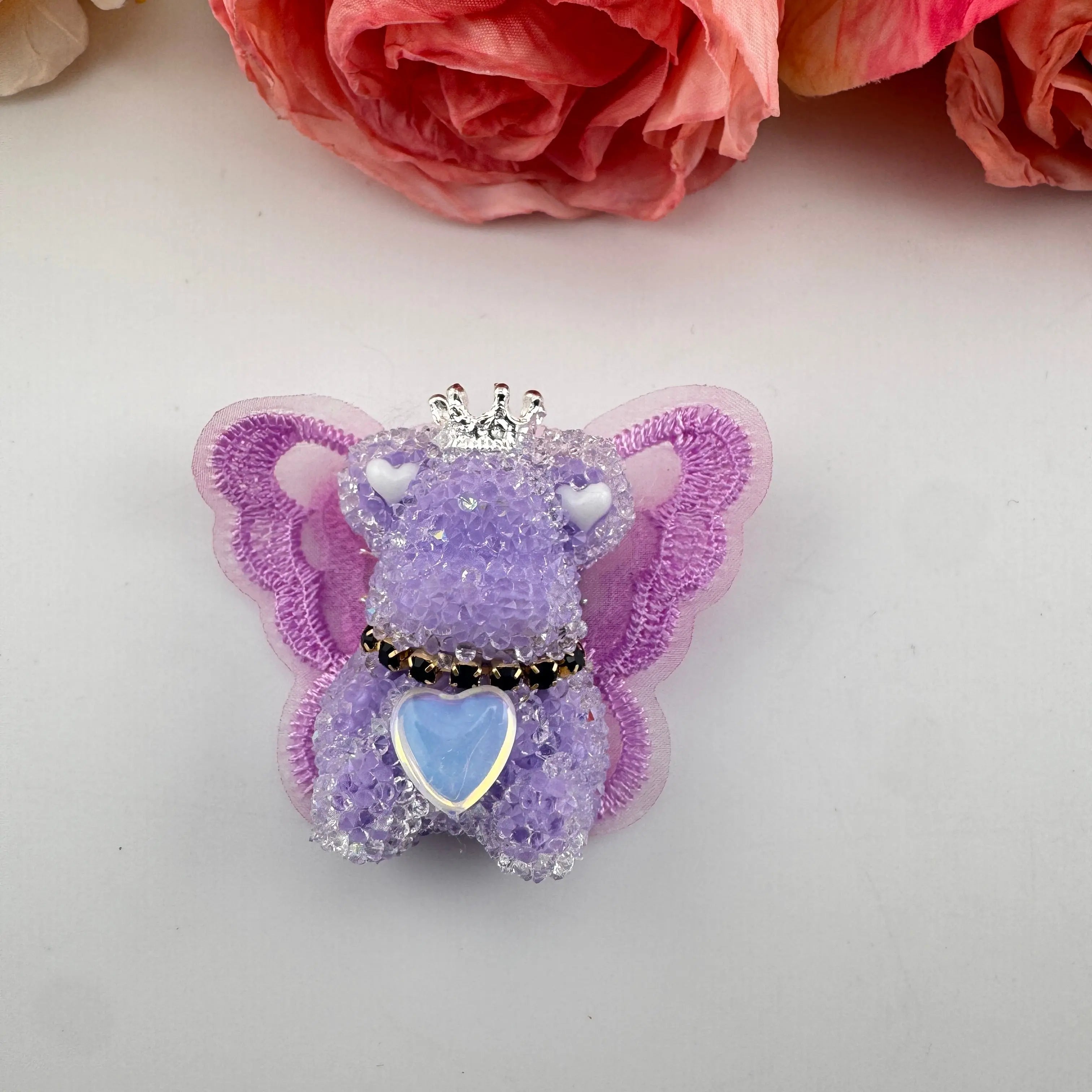 FS191355-About 40mm*46mm Butterfly Wing Bear Sugar Acrylic Beads For Making Beadable Pens Keychain Zoe DIY Wholesale