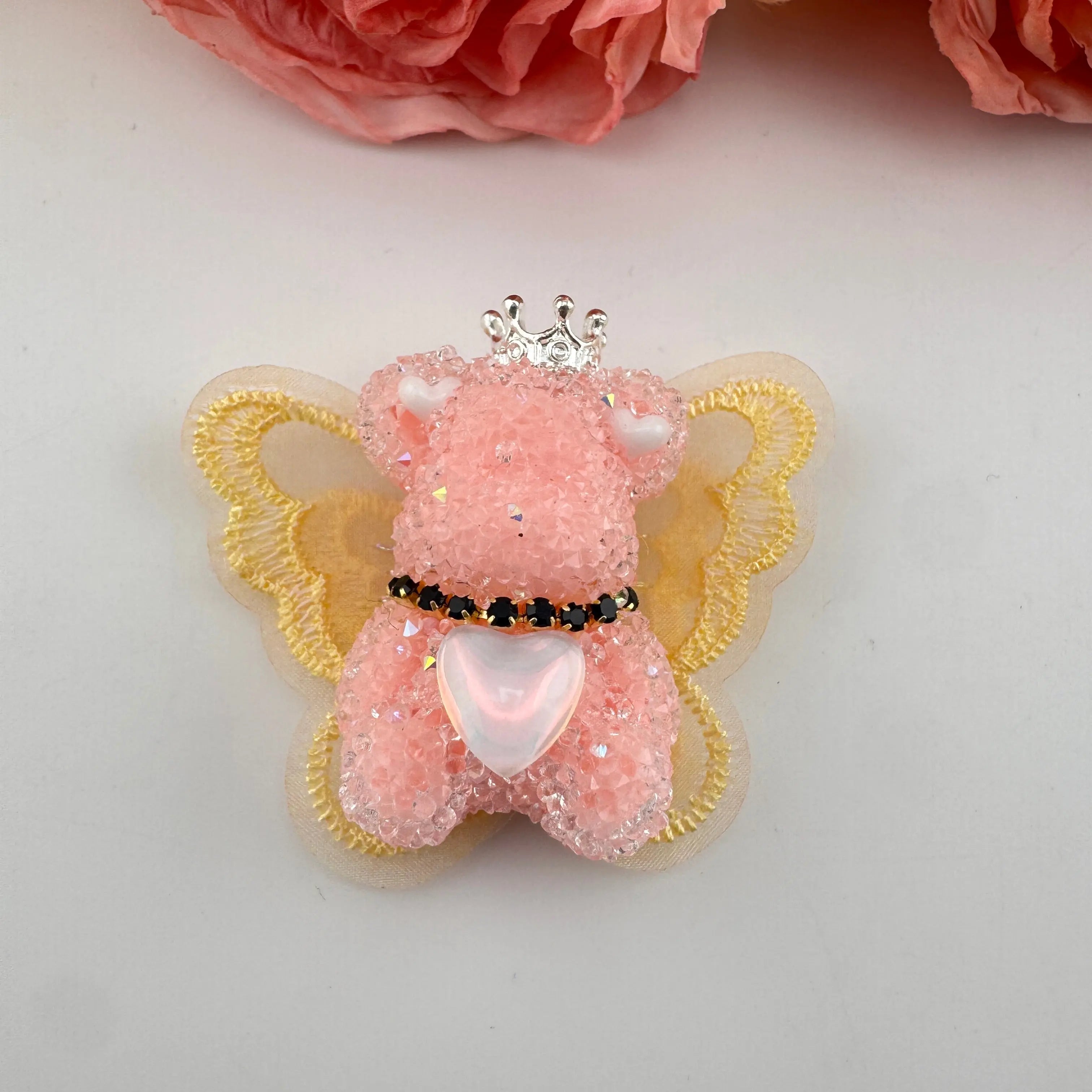 FS191355-About 40mm*46mm Butterfly Wing Bear Sugar Acrylic Beads For Making Beadable Pens Keychain Zoe DIY Wholesale