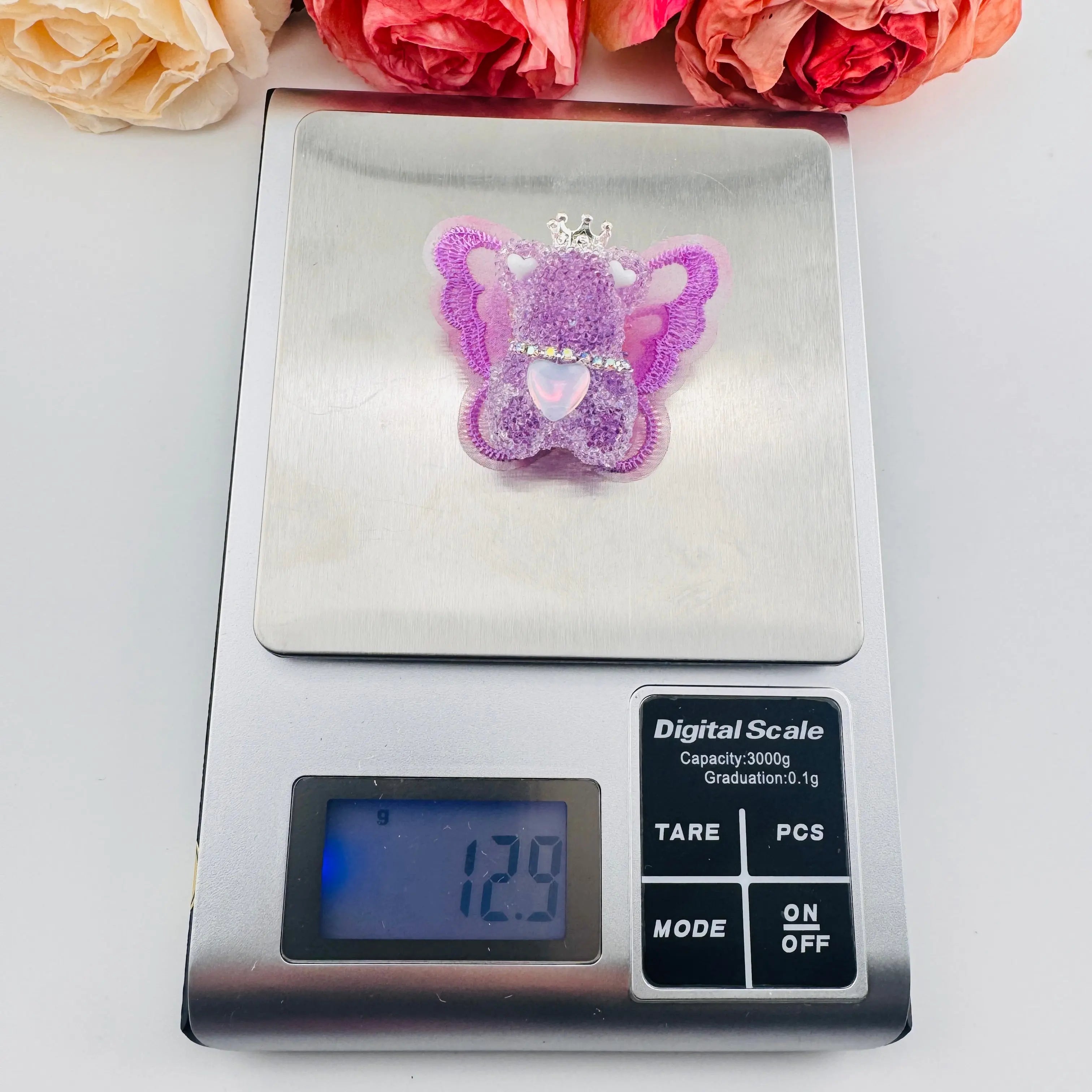 FS191355-About 40mm*46mm Butterfly Wing Bear Sugar Acrylic Beads For Making Beadable Pens Keychain Zoe DIY Wholesale