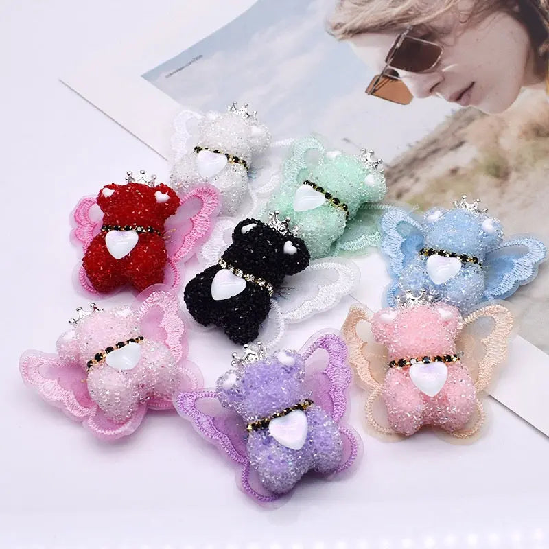 FS191355-About 40mm*46mm Butterfly Wing Bear Sugar Acrylic Beads For Making Beadable Pens Keychain Zoe DIY Wholesale