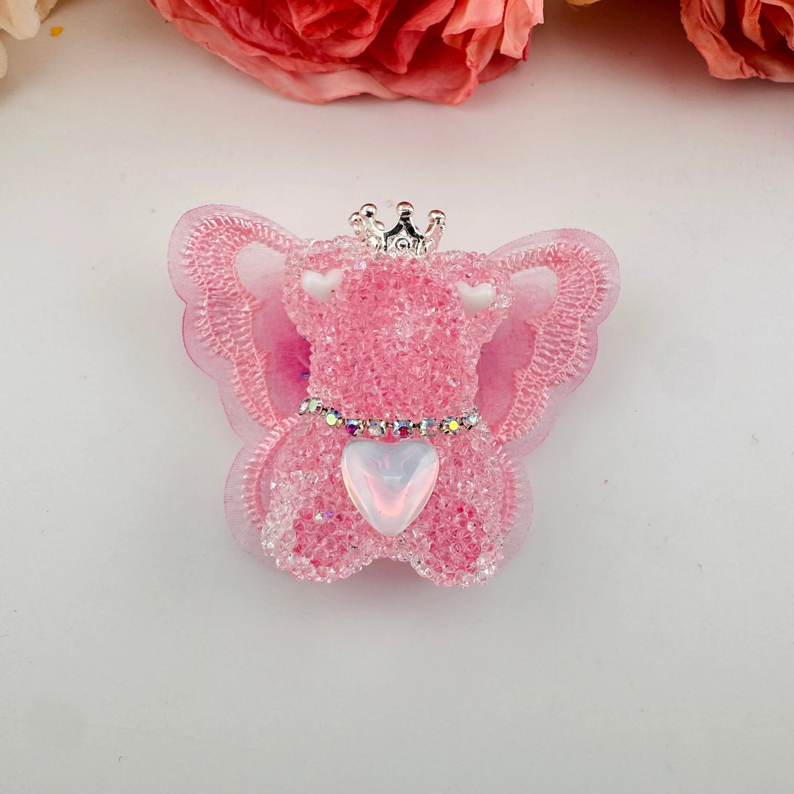 FS191355-About 40mm*46mm Butterfly Wing Bear Sugar Acrylic Beads For Making Beadable Pens Keychain Zoe DIY Wholesale