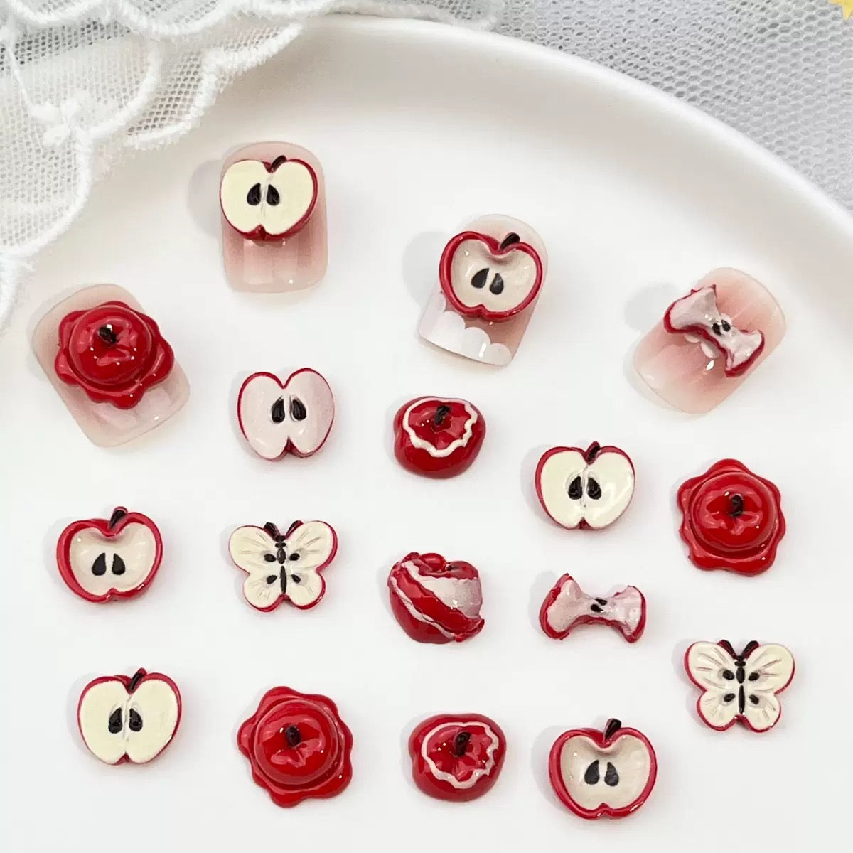 FS19186-About 10mm Apple Resin Nail Charms Zoe DIY Wholesale