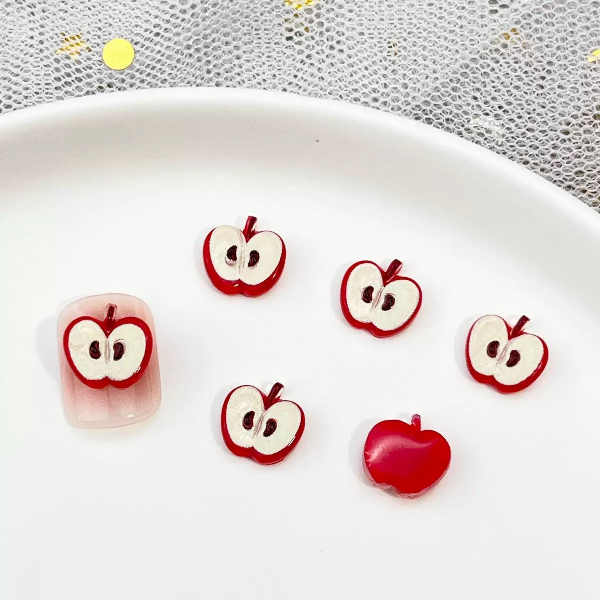 FS19186-About 10mm Apple Resin Nail Charms Zoe DIY Wholesale