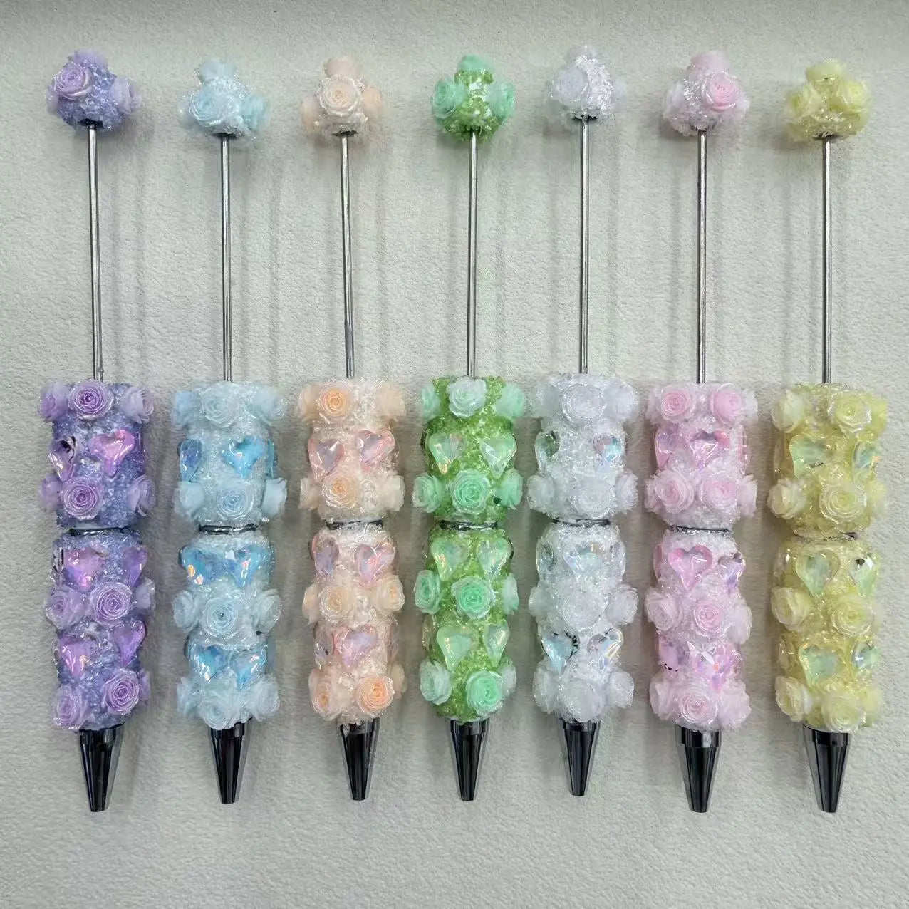 FS19201-Fancy Rose and Heart Beadable Pen Zoe DIY Wholesale