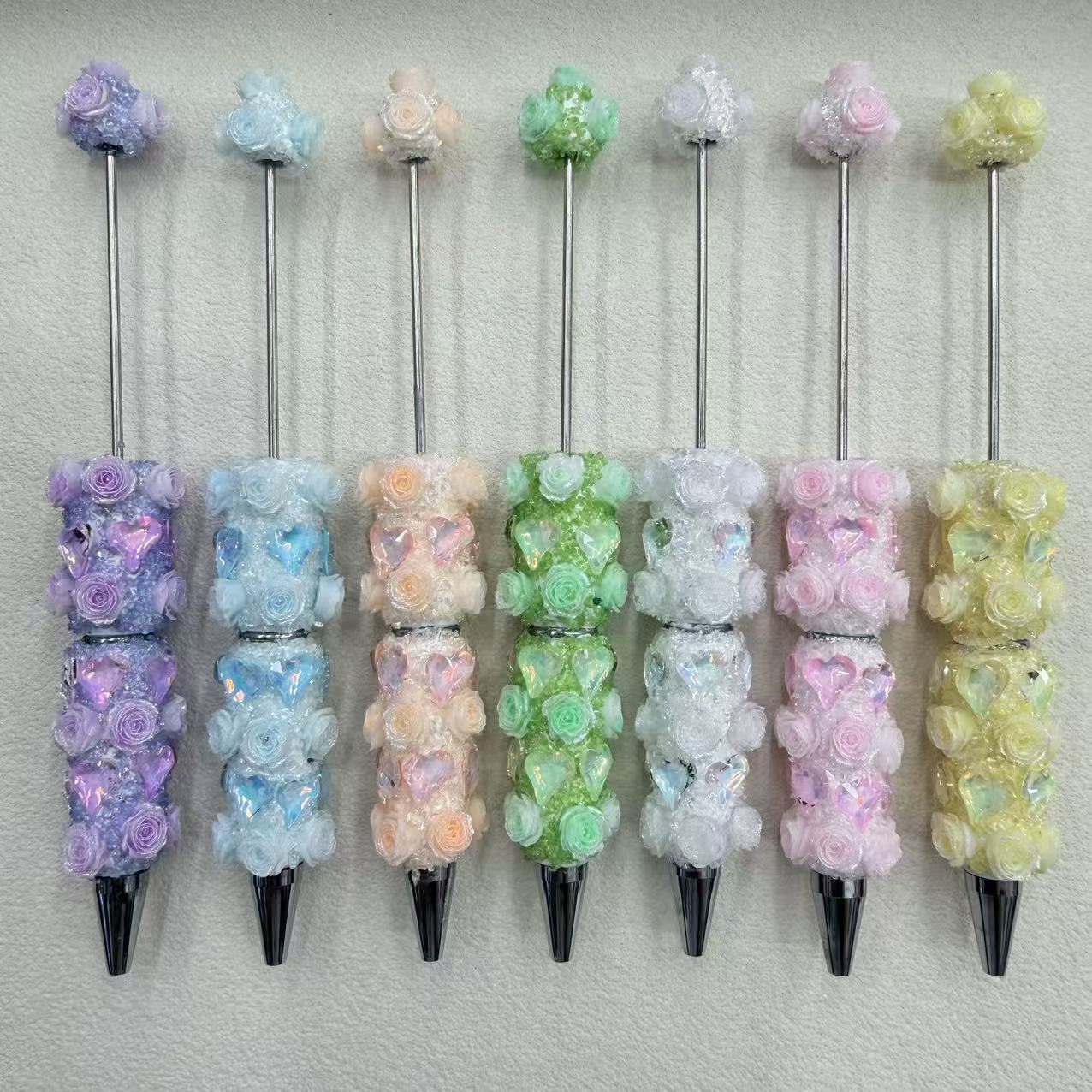 FS19201-Fancy Rose and Heart Beadable Pen Zoe DIY Wholesale