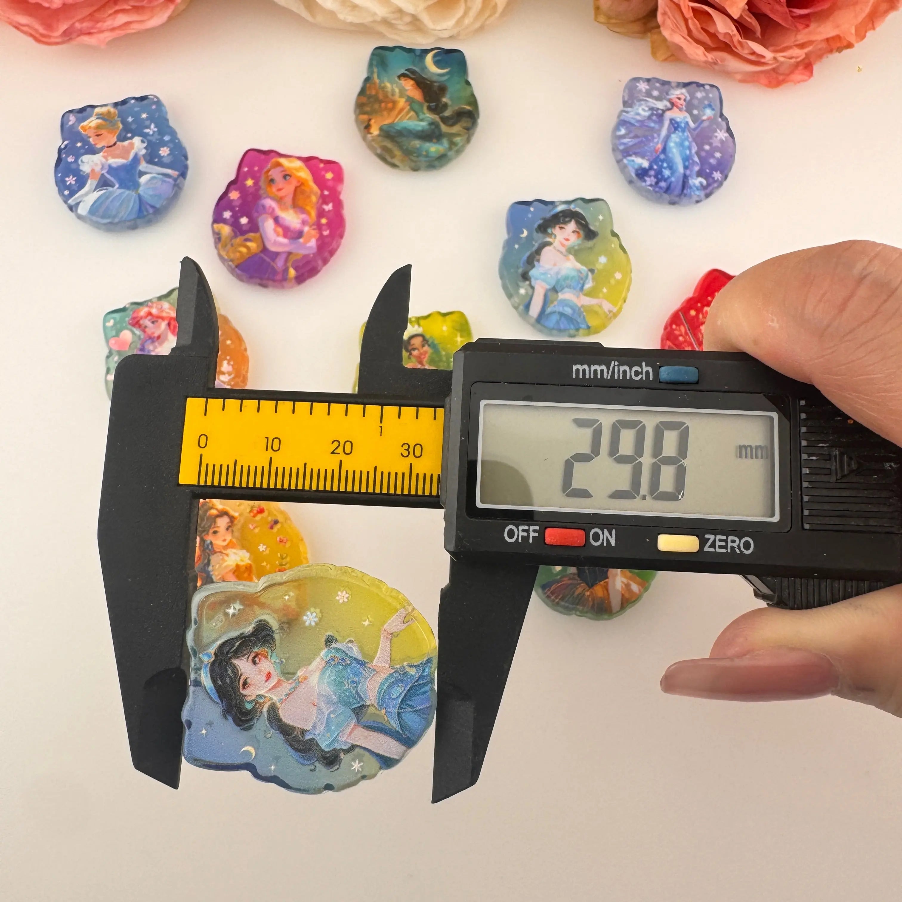 FS19228-About 26×30mm Princess Printed Acrylic Beads Zoe DIY Wholesale