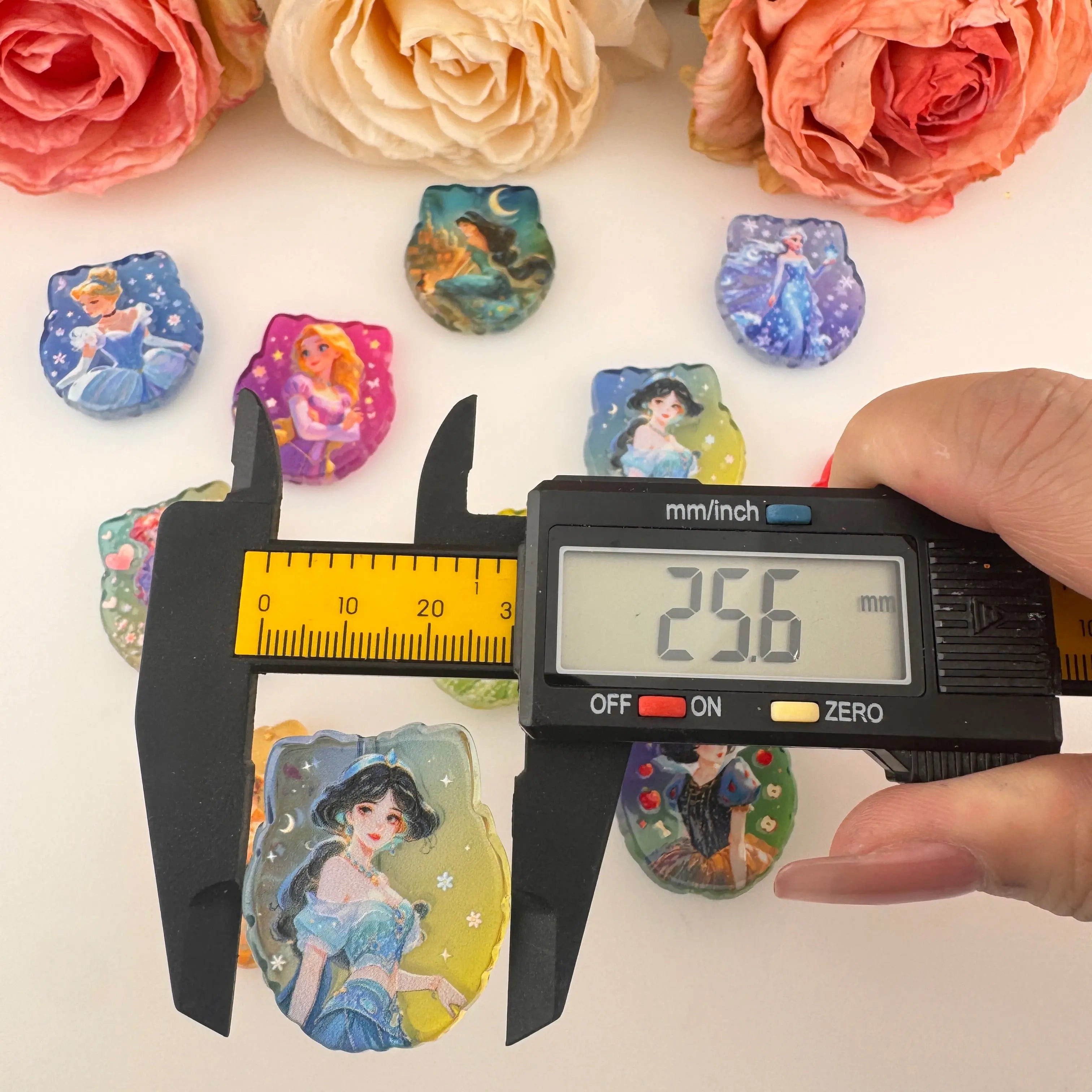 FS19228-About 26×30mm Princess Printed Acrylic Beads Zoe DIY Wholesale