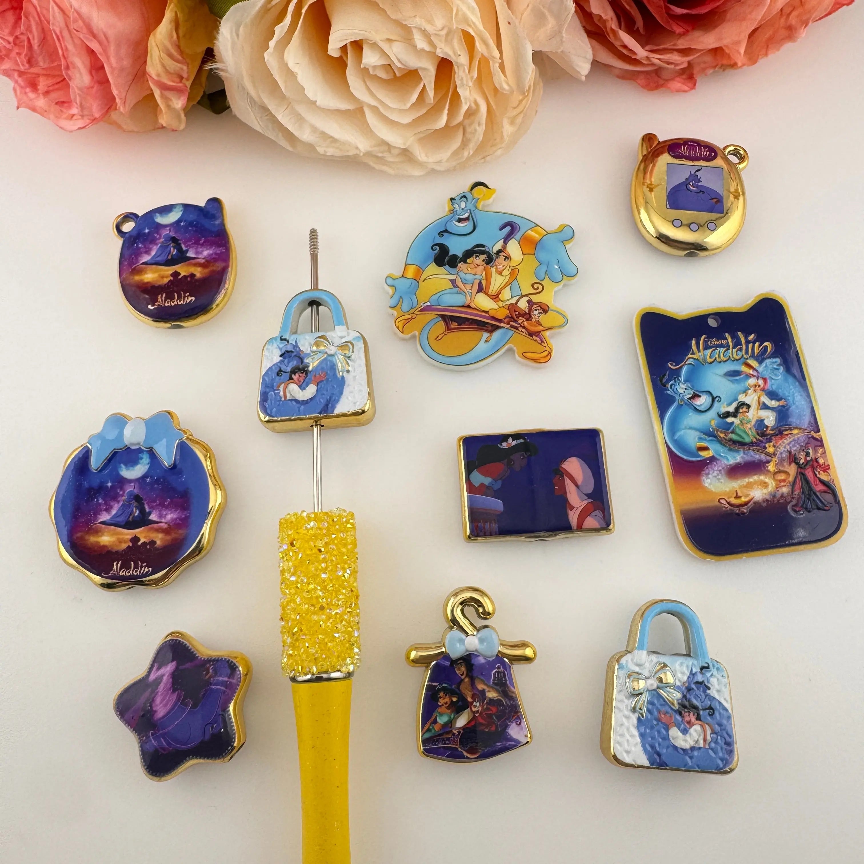 FS19230-Random Mixed Aladdin Printed Acrylic Beads Zoe DIY Wholesale