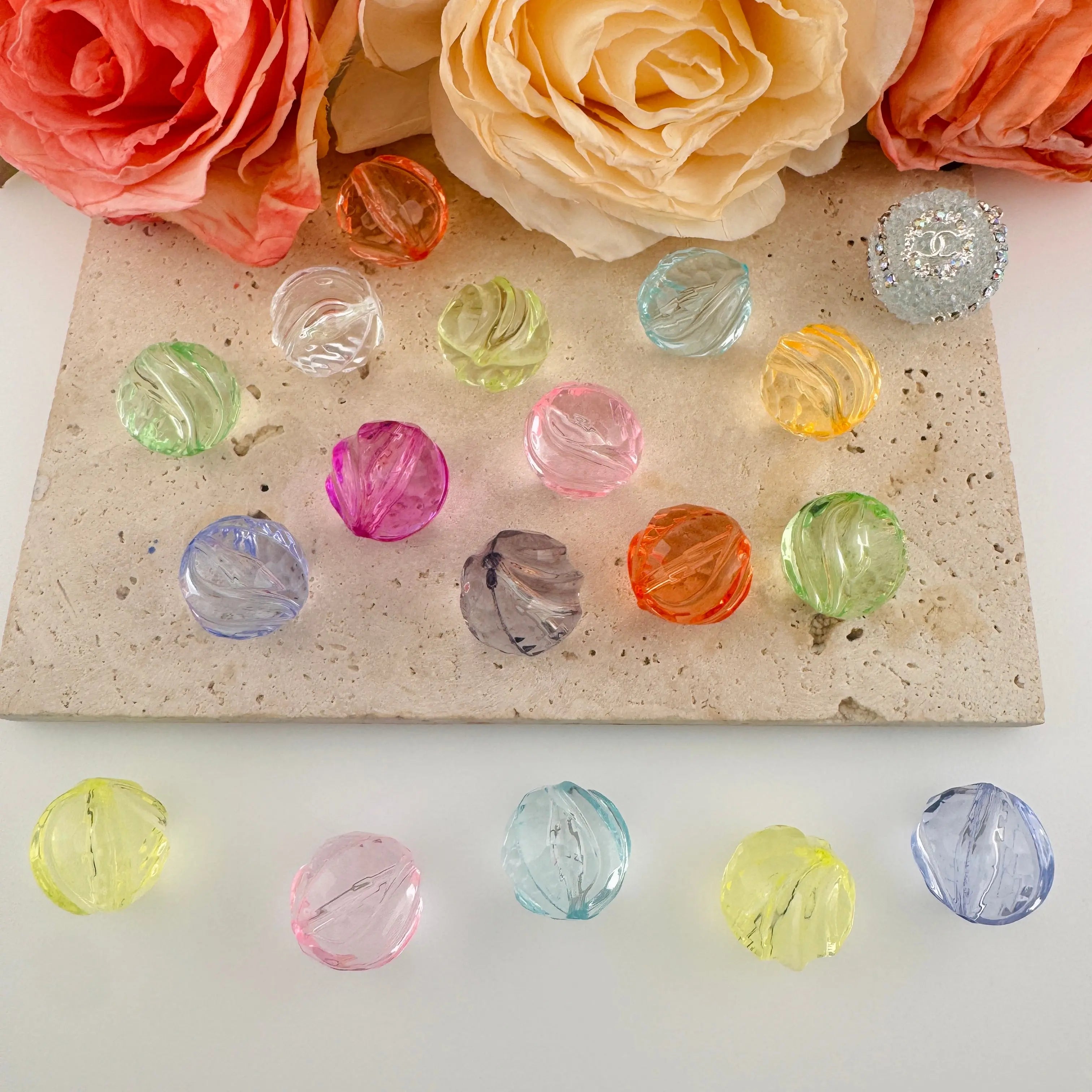 FS19234-About 17mm Mixed Color Clear Based Acrylic Beads Zoe DIY Wholesale