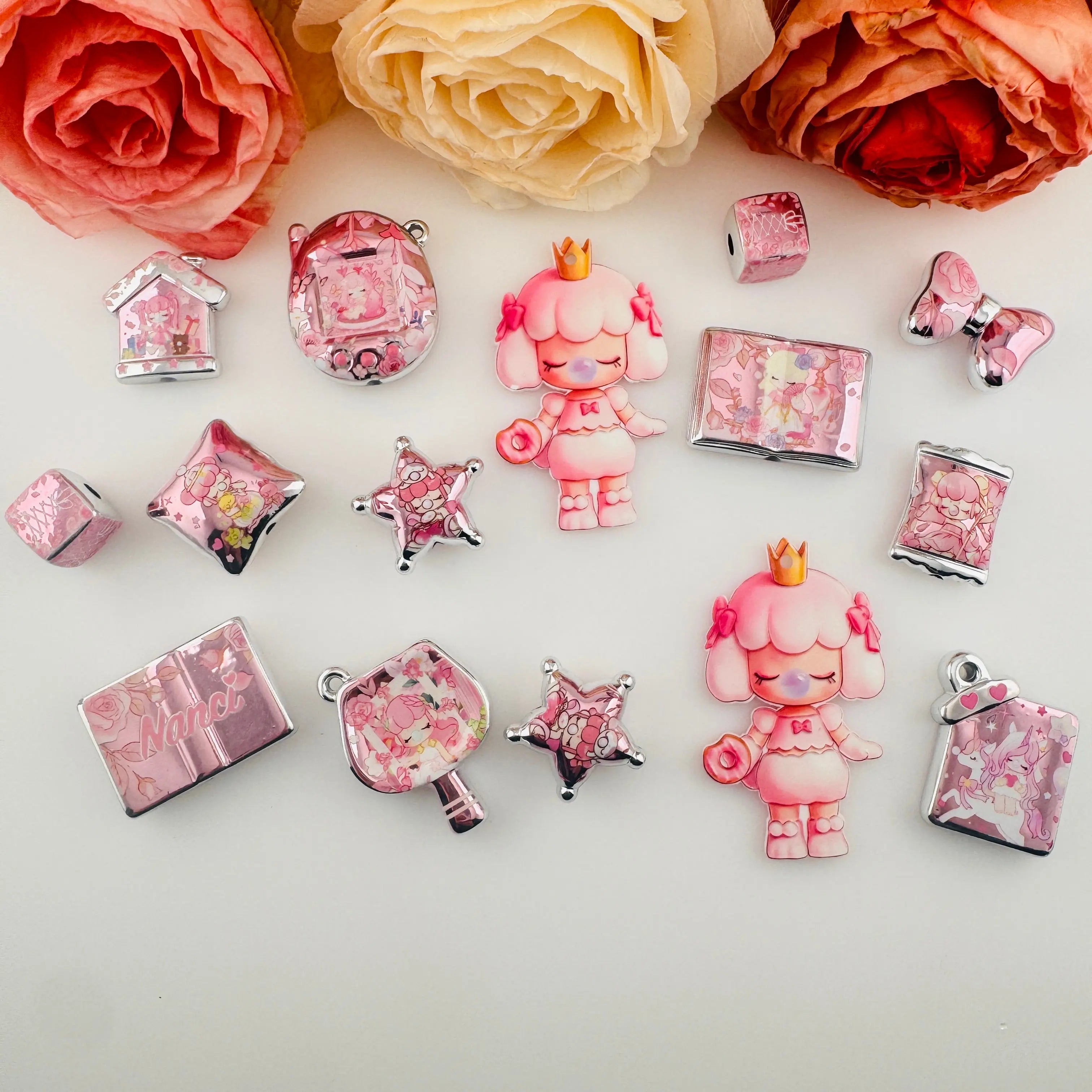 FS19244-Mixed Nacy Printed Acrylic Beads Zoe DIY Wholesale