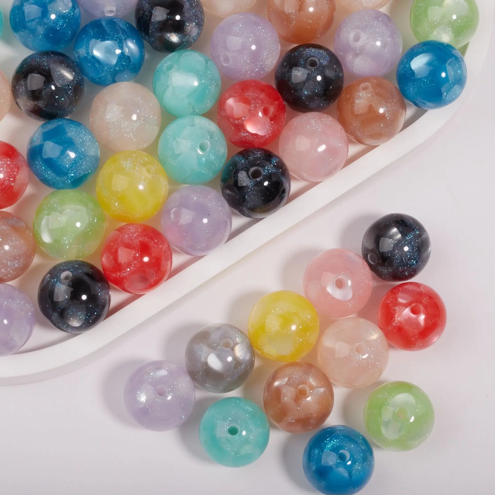 FS1935-Gliter Heart Resin Beads Fit For Beadable Pens Zoe's DIY Shop