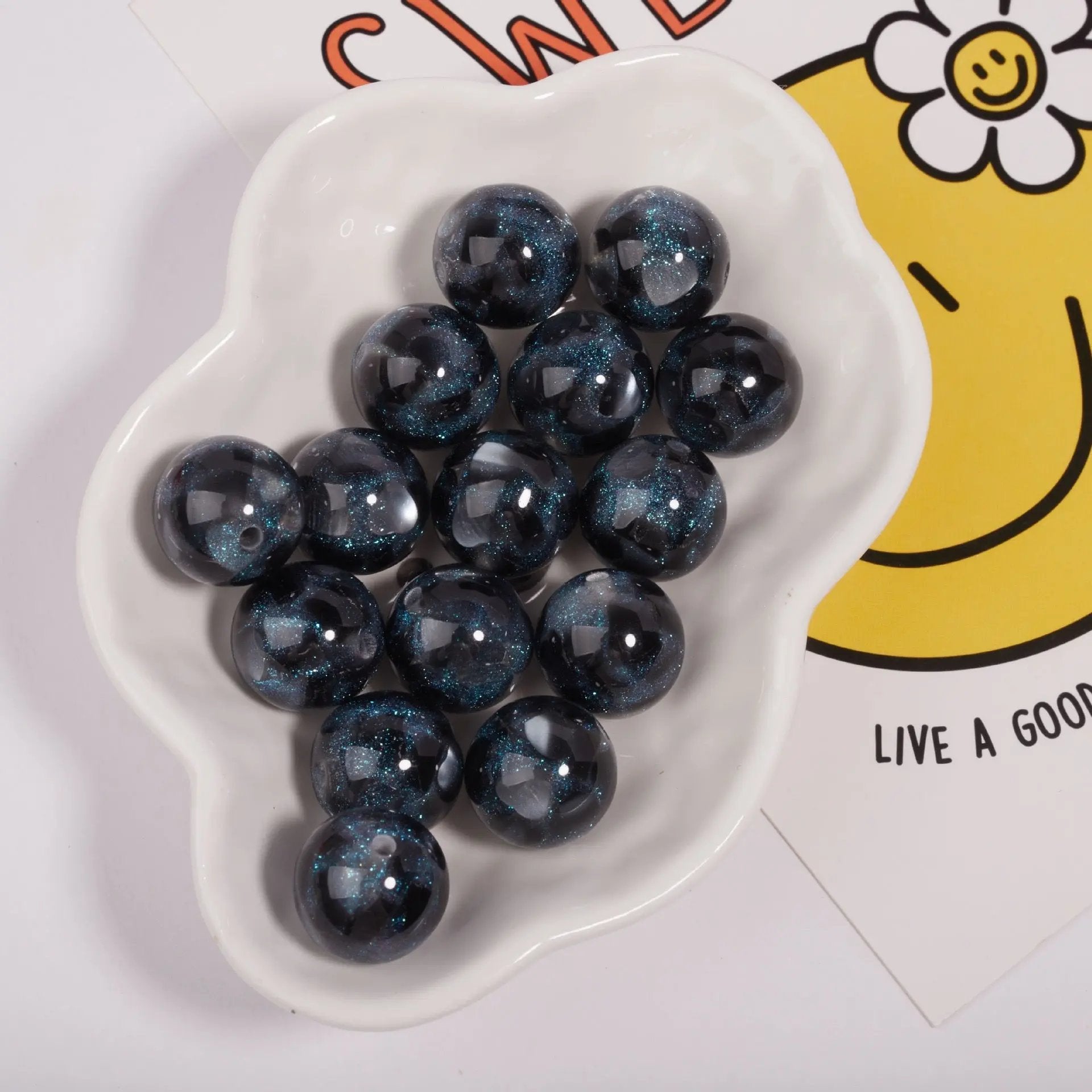 FS1935-Gliter Heart Resin Beads Fit For Beadable Pens Zoe's DIY Shop