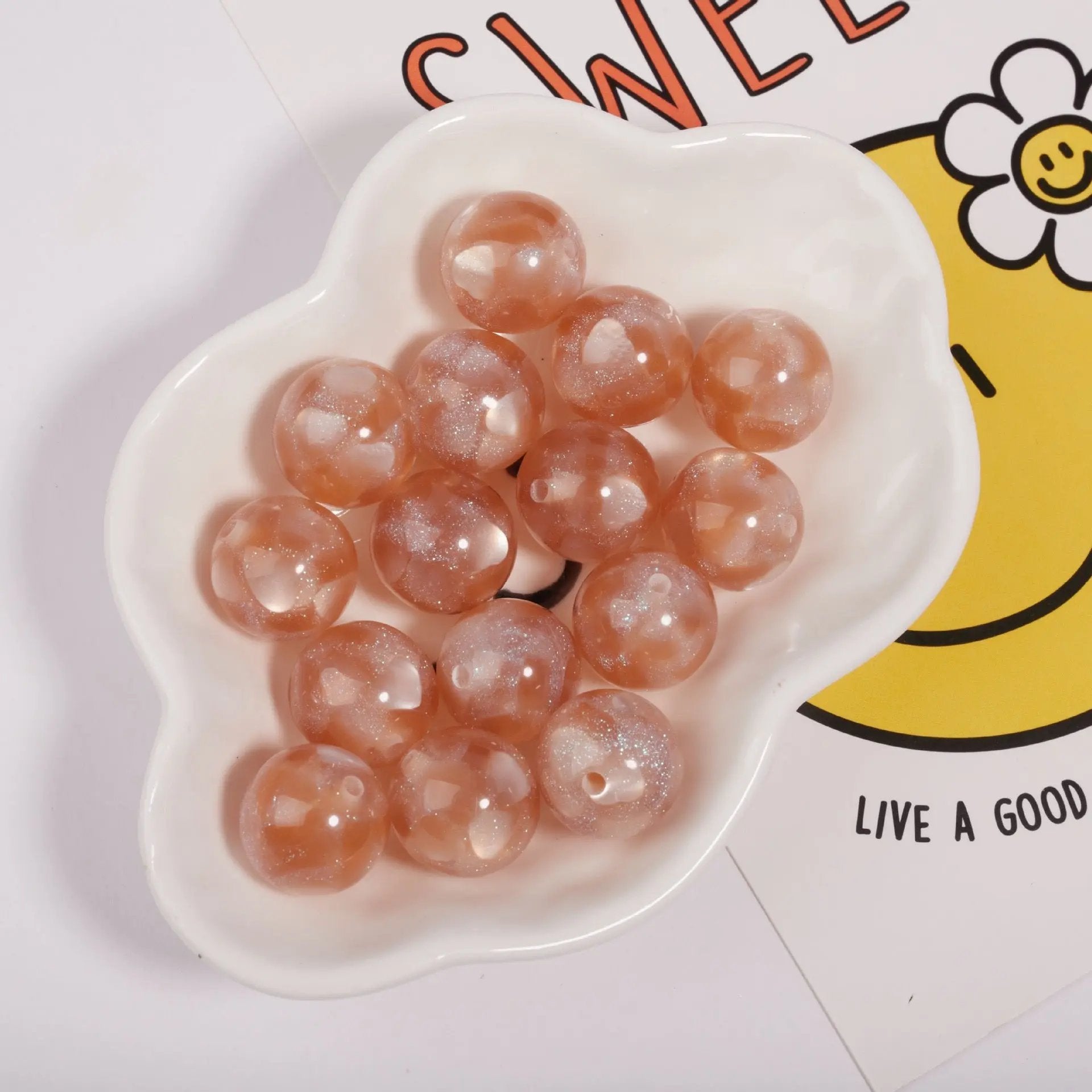 FS1935-Gliter Heart Resin Beads Fit For Beadable Pens Zoe's DIY Shop