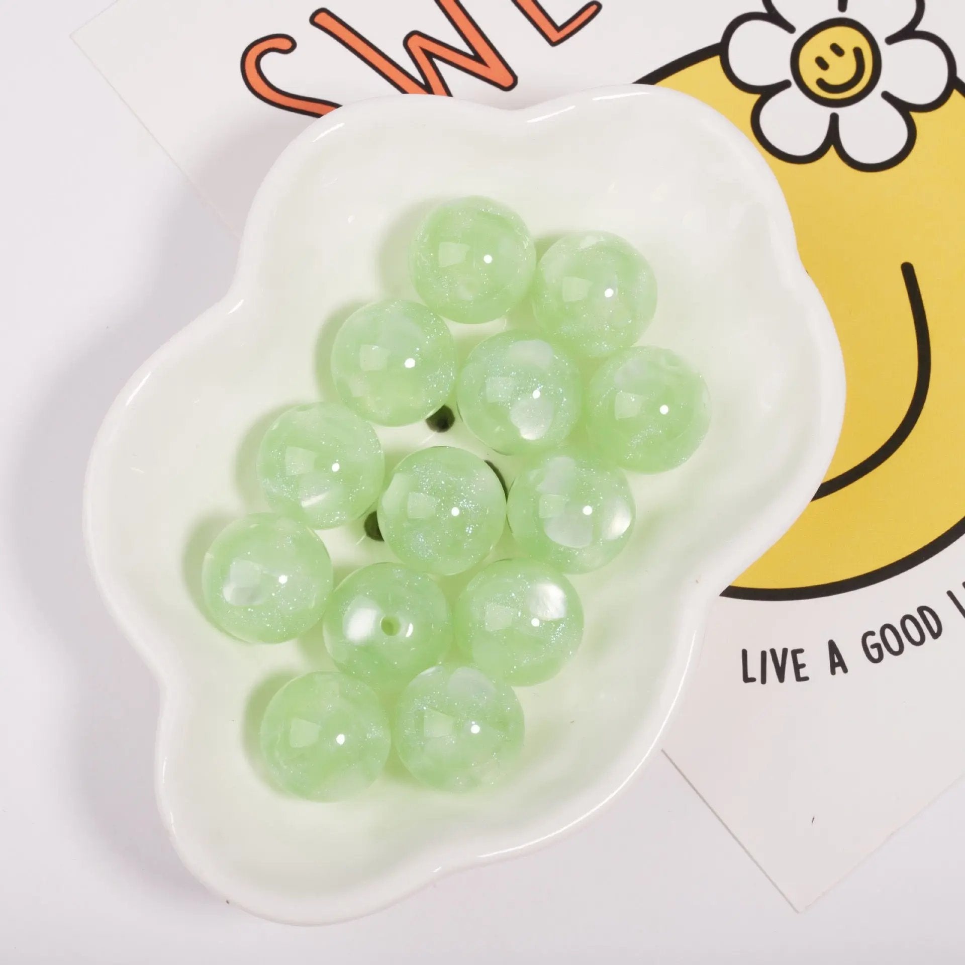 FS1935-Gliter Heart Resin Beads Fit For Beadable Pens Zoe's DIY Shop