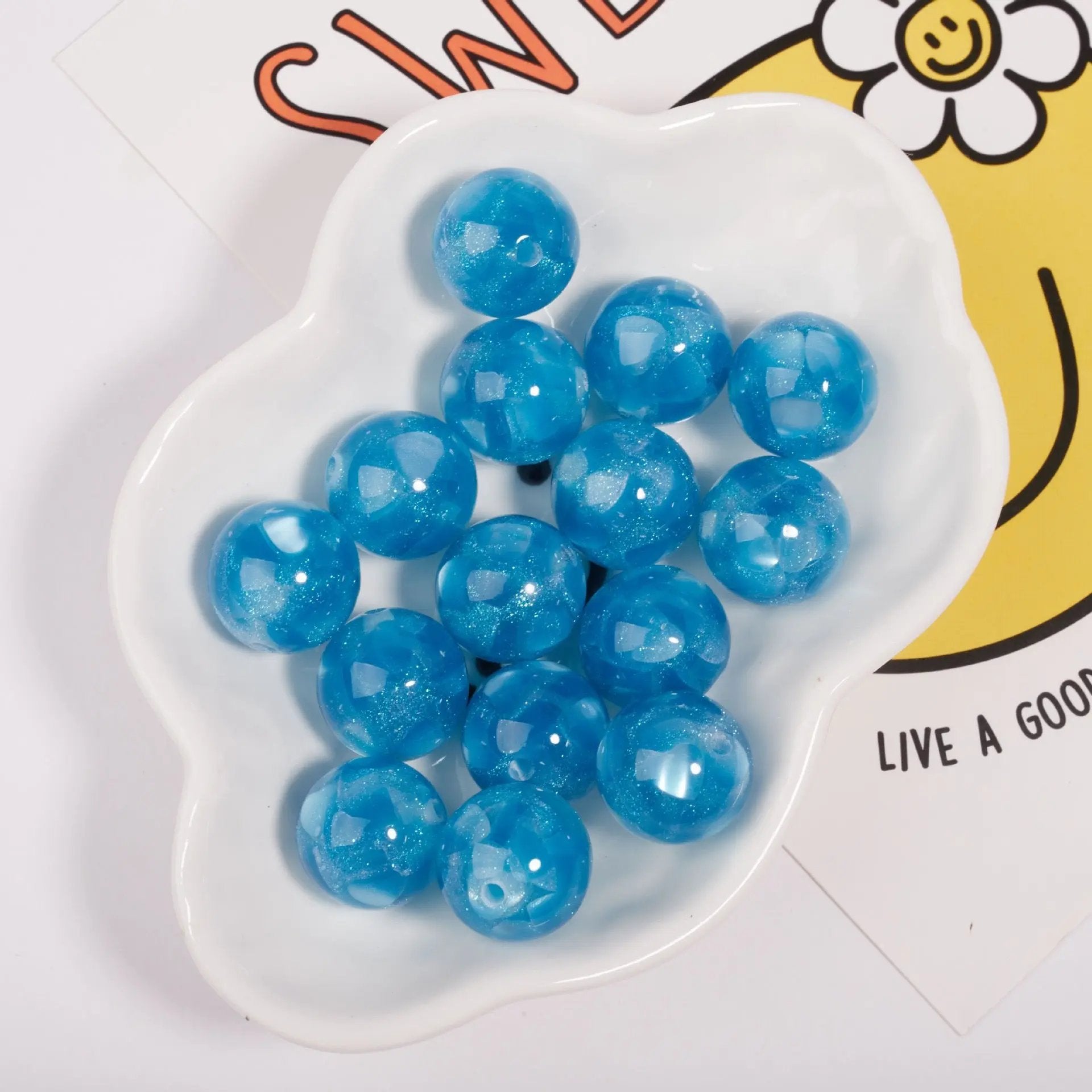 FS1935-Gliter Heart Resin Beads Fit For Beadable Pens Zoe's DIY Shop