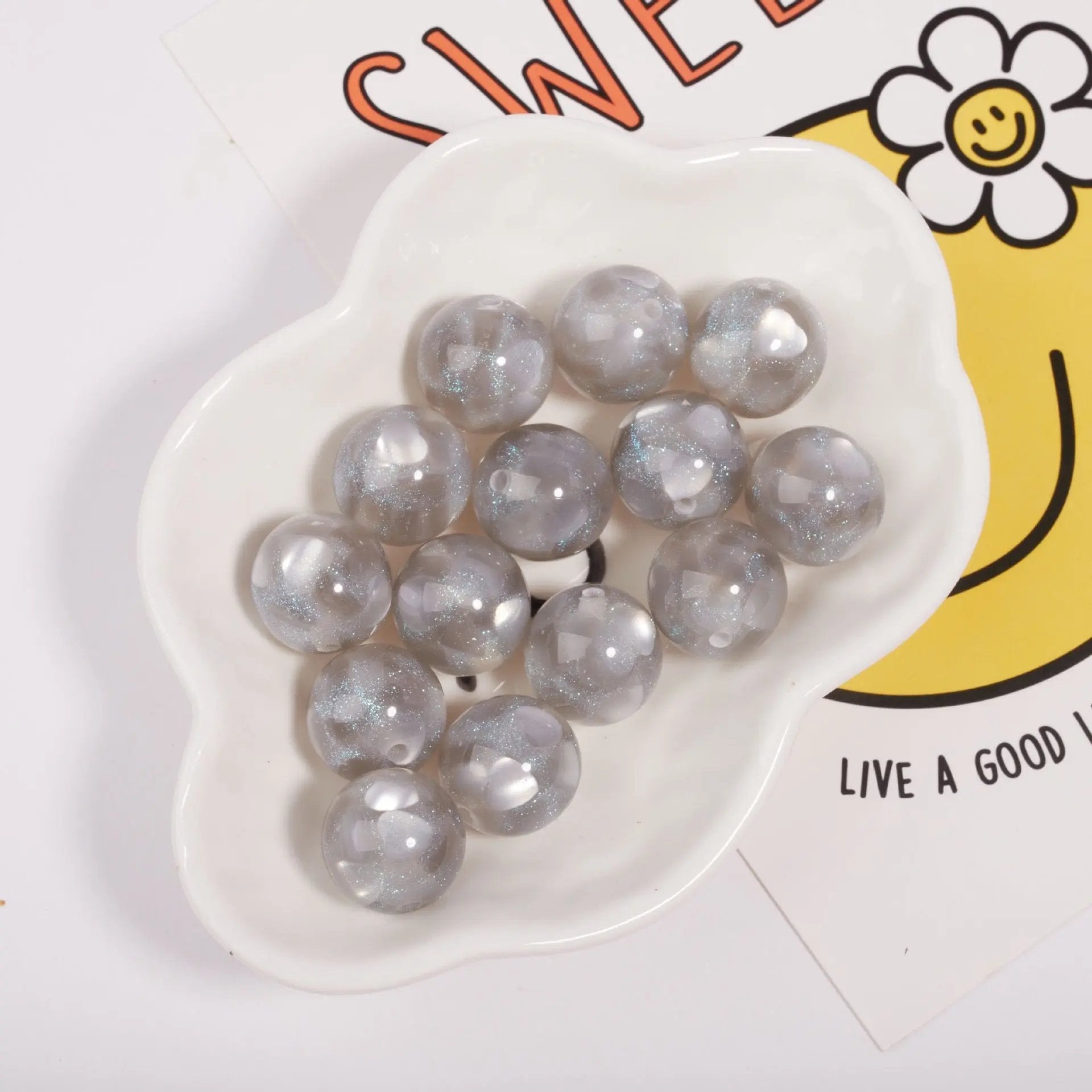 FS1935-Gliter Heart Resin Beads Fit For Beadable Pens Zoe's DIY Shop