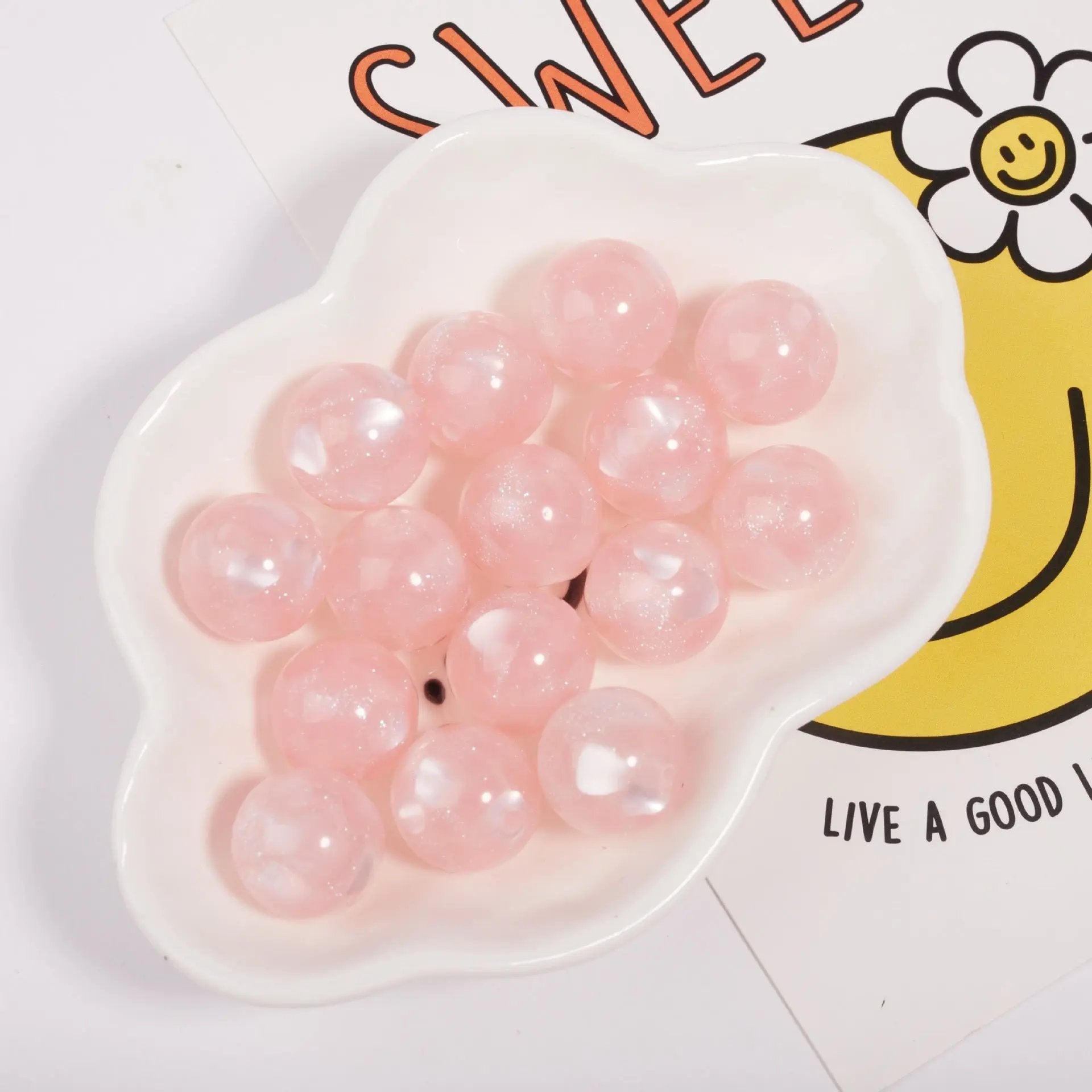 FS1935-Gliter Heart Resin Beads Fit For Beadable Pens Zoe's DIY Shop