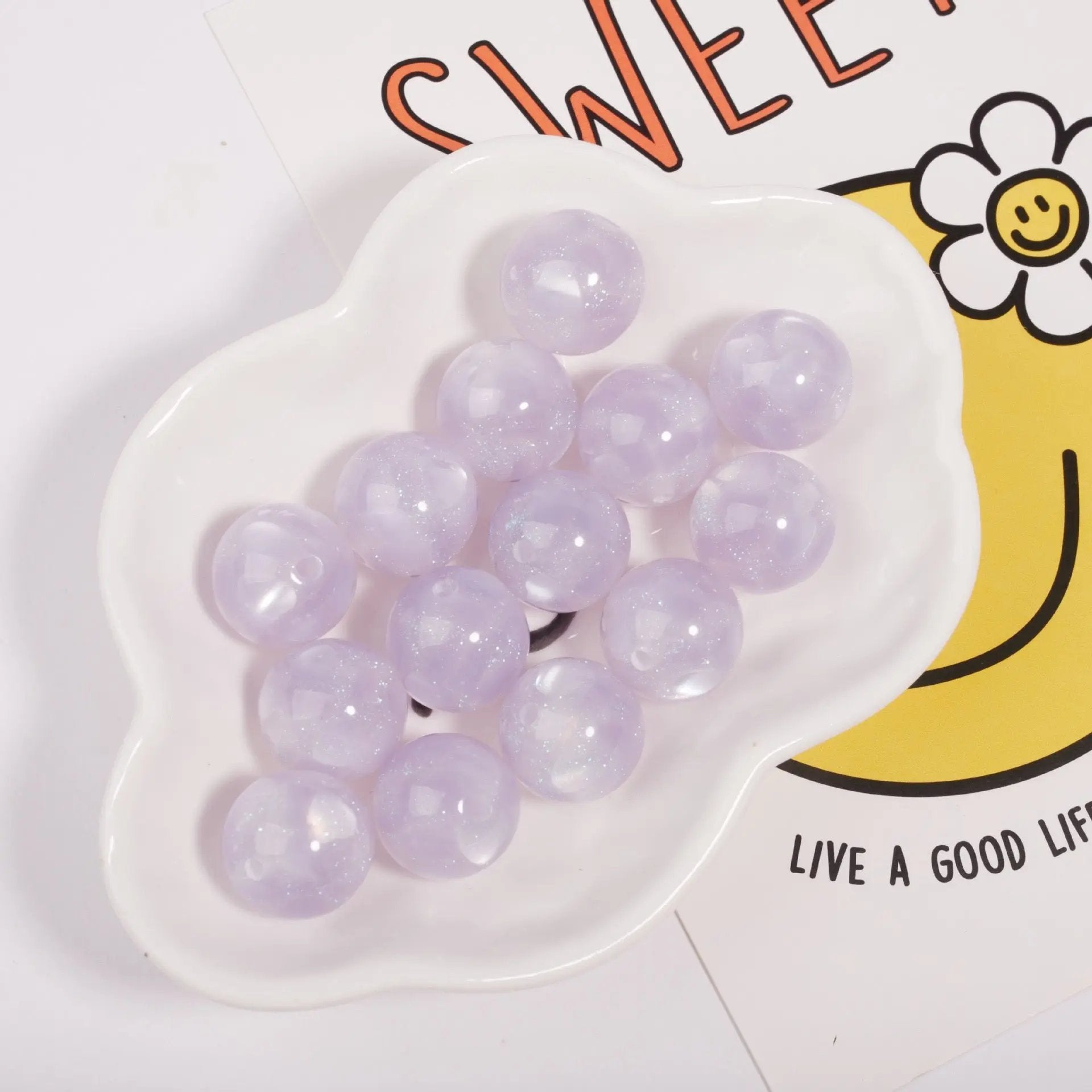 FS1935-Gliter Heart Resin Beads Fit For Beadable Pens Zoe's DIY Shop