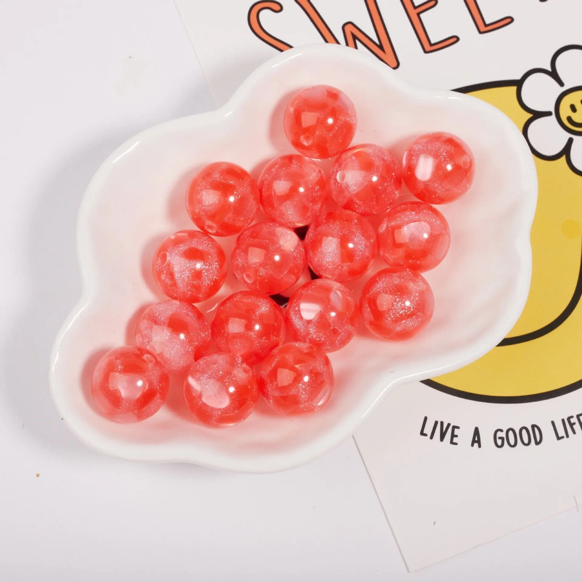 FS1935-Gliter Heart Resin Beads Fit For Beadable Pens Zoe's DIY Shop