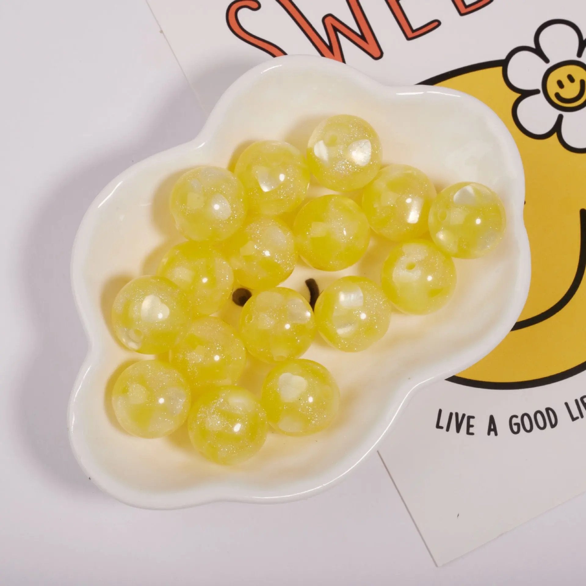 FS1935-Gliter Heart Resin Beads Fit For Beadable Pens Zoe's DIY Shop