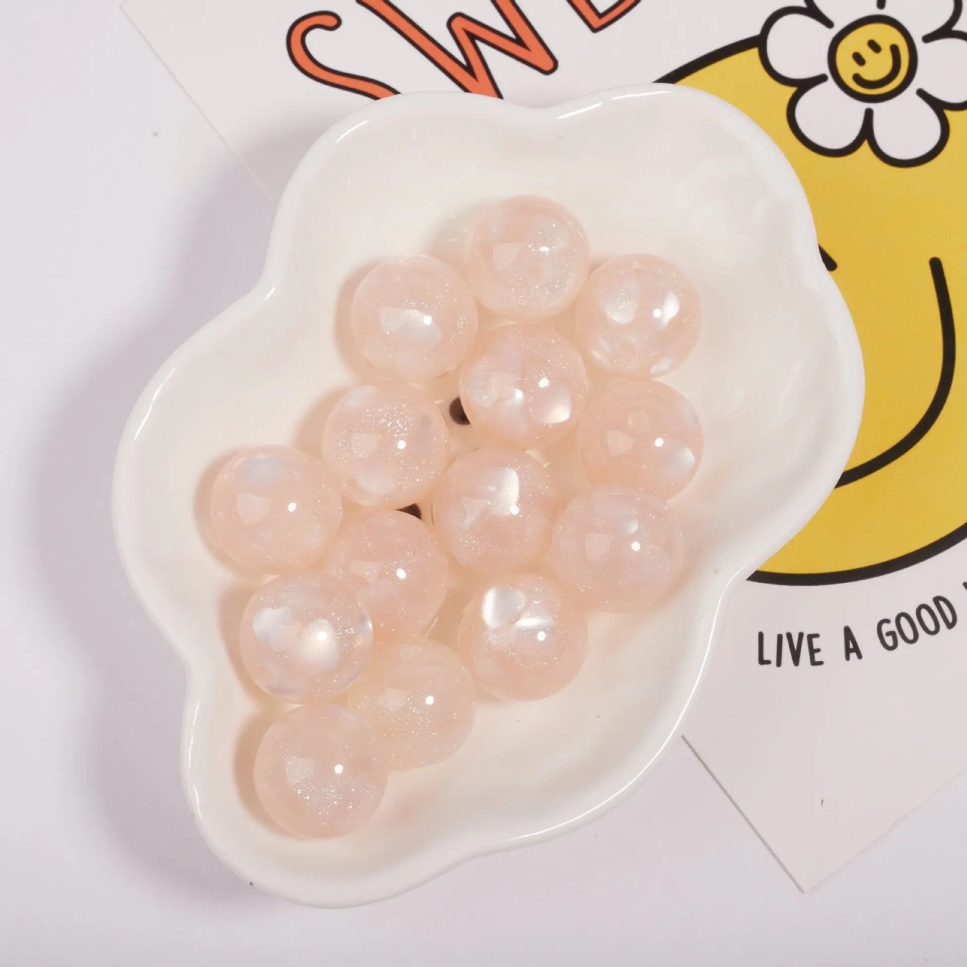 FS1935-Gliter Heart Resin Beads Fit For Beadable Pens Zoe's DIY Shop