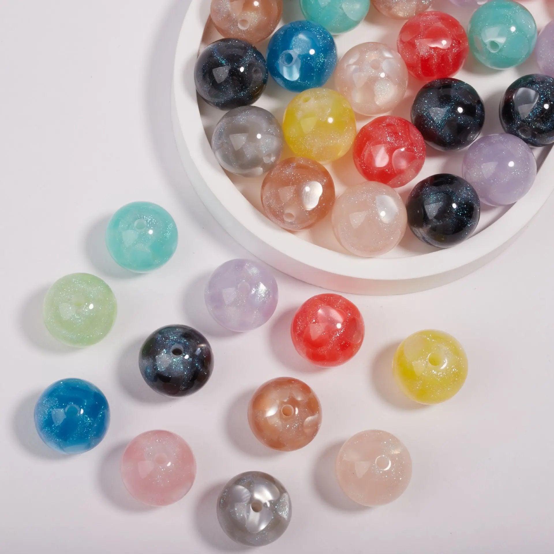 FS1935-Gliter Heart Resin Beads Fit For Beadable Pens Zoe's DIY Shop