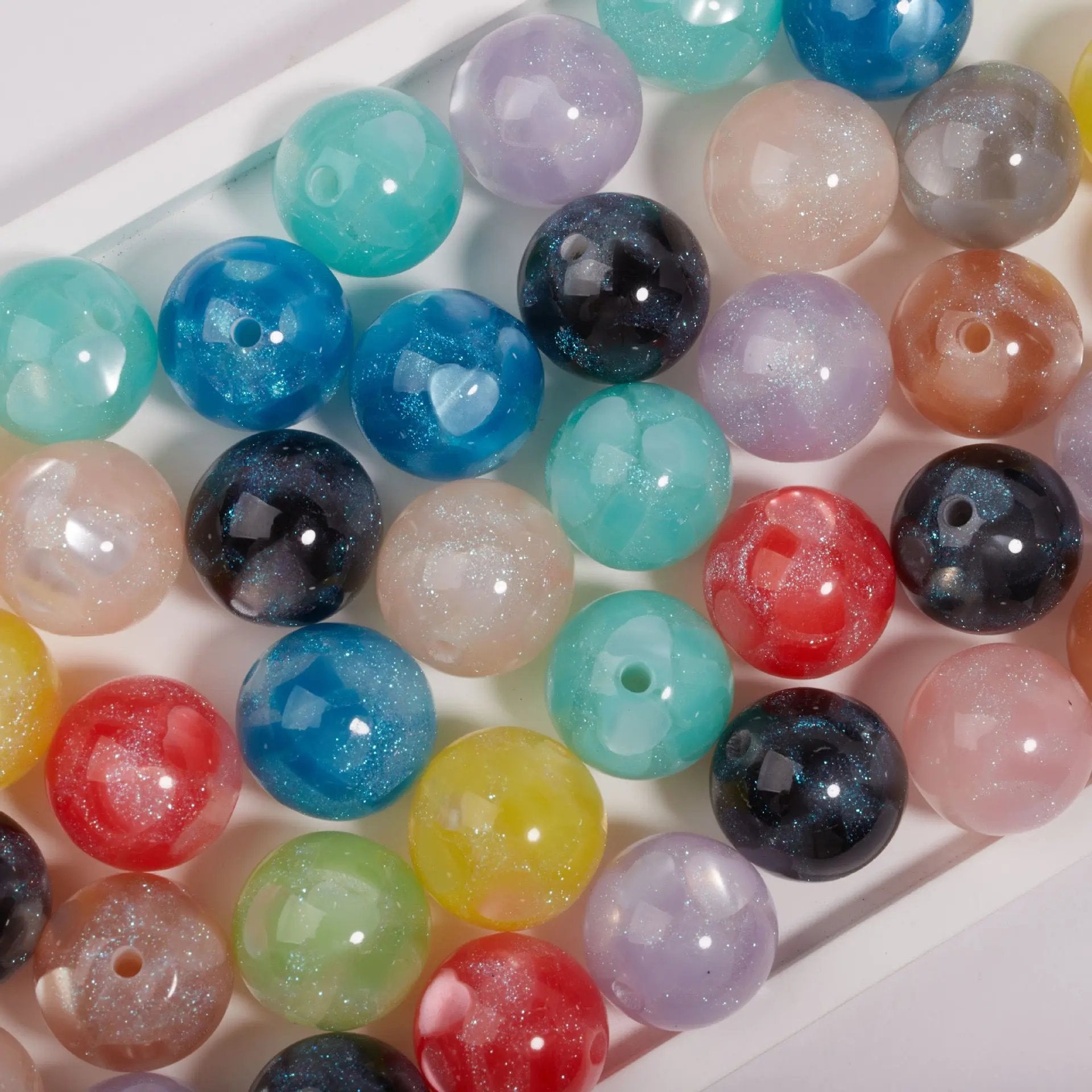 FS1935-Gliter Heart Resin Beads Fit For Beadable Pens Zoe's DIY Shop