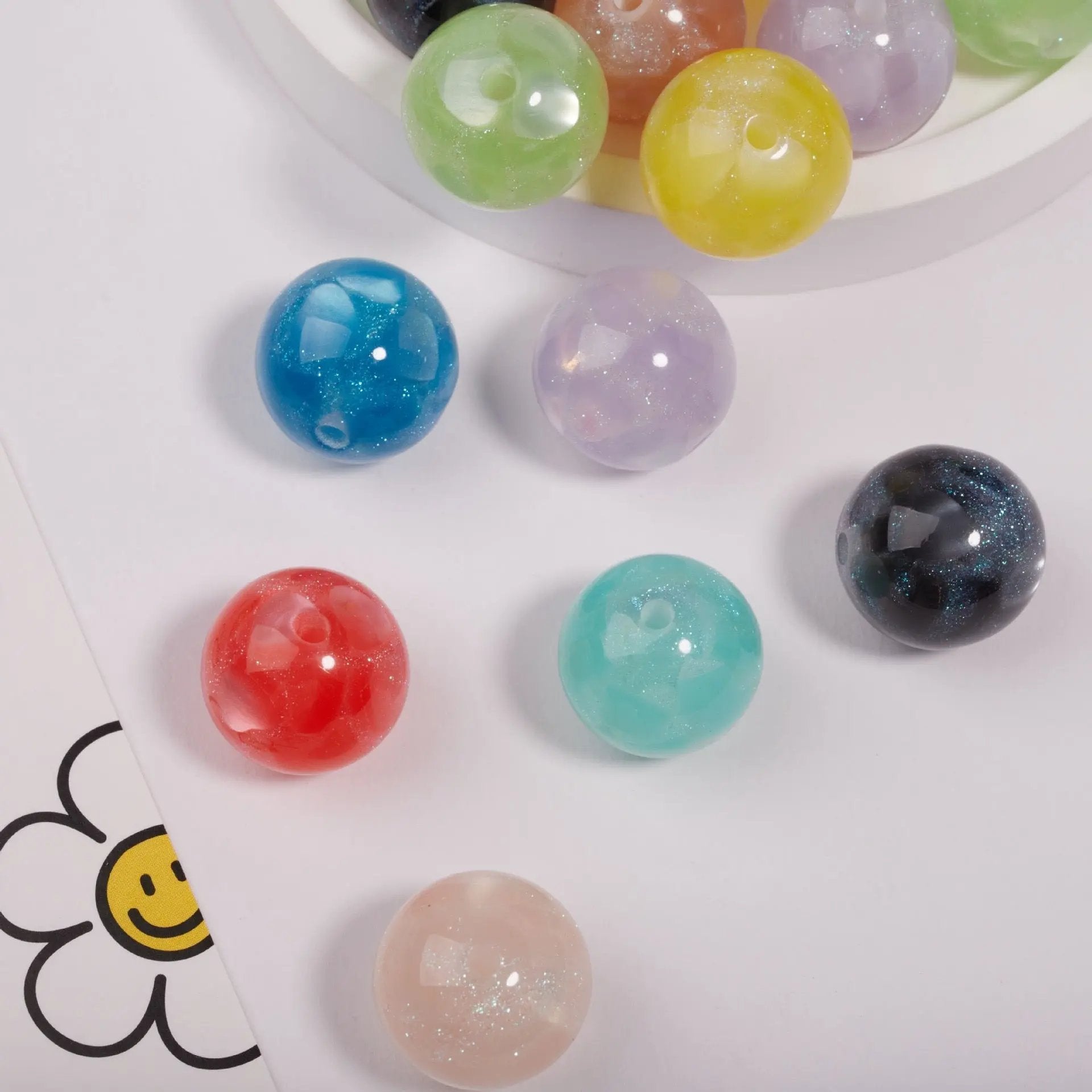FS1935-Gliter Heart Resin Beads Fit For Beadable Pens Zoe's DIY Shop