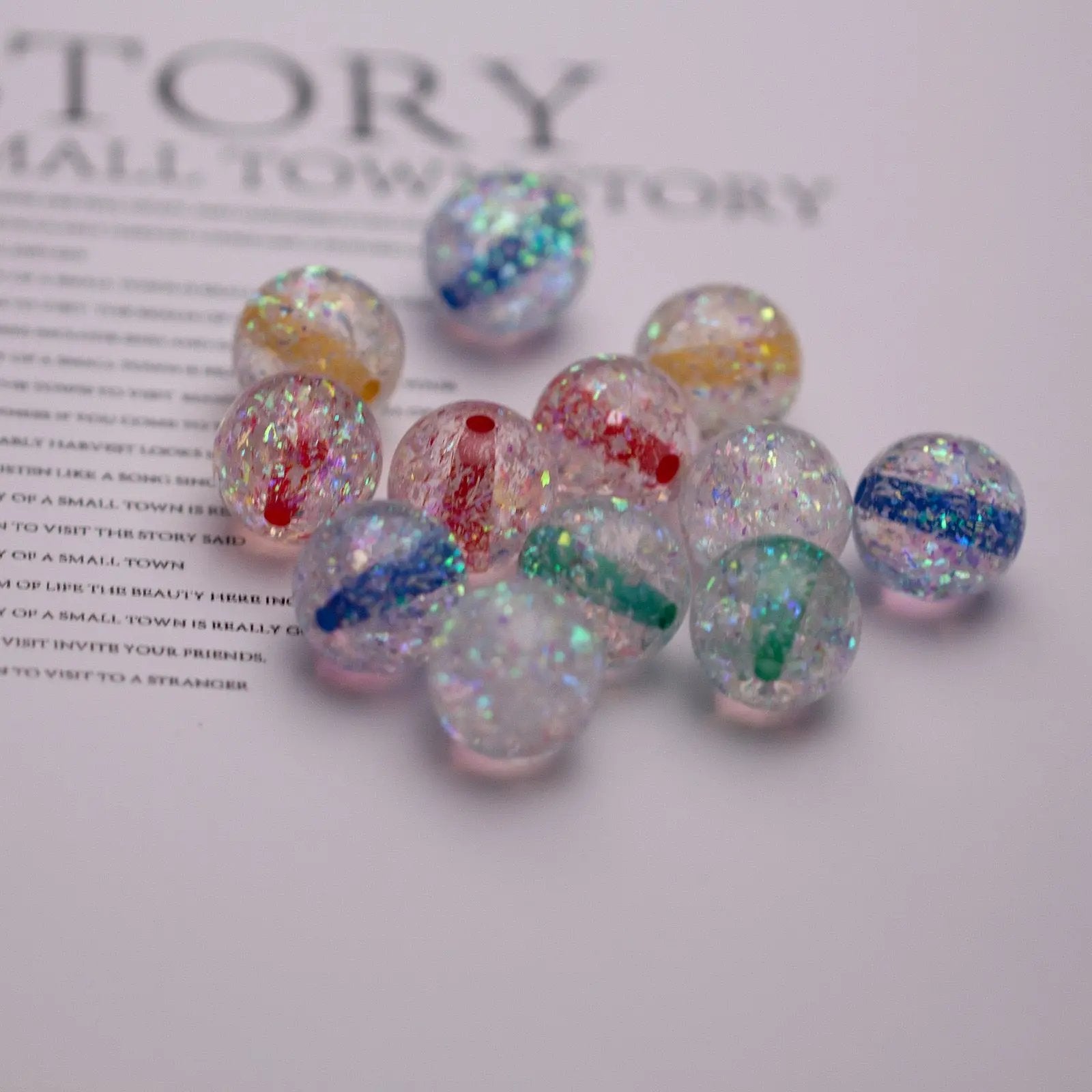 FS1950-16MM Glitter Resin Beads Fit For Beadable Pens Zoe's DIY Shop