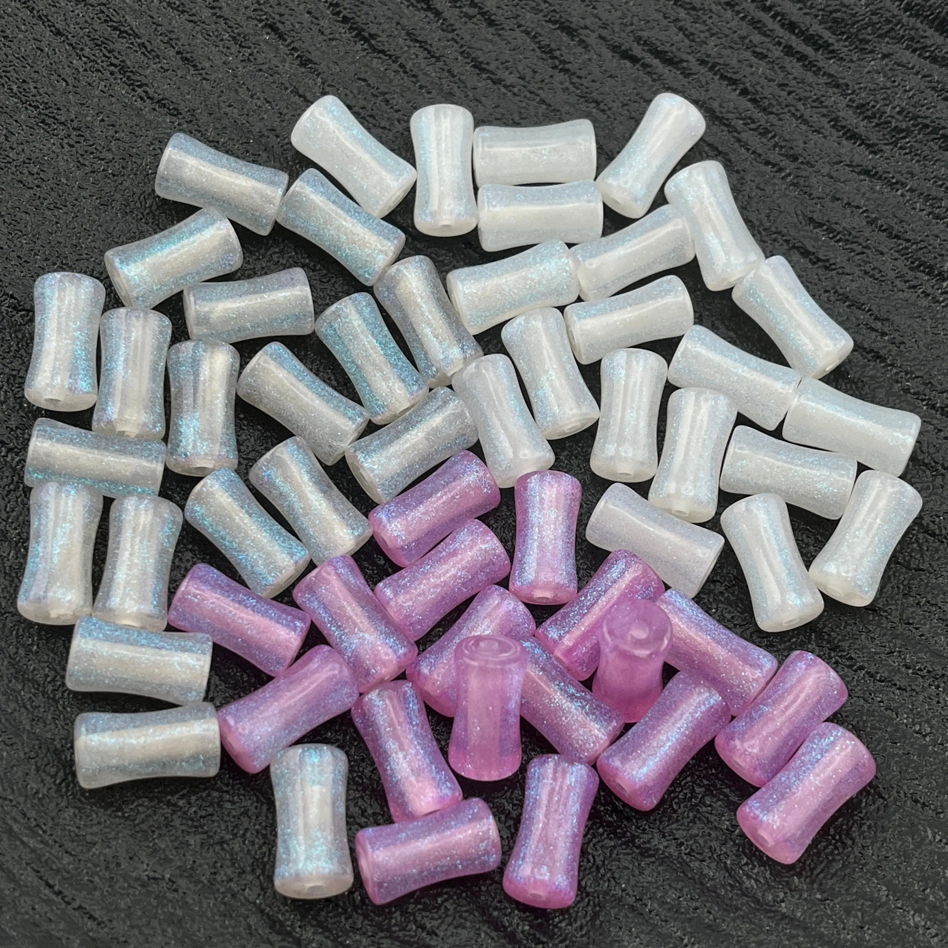FS2154- 100PCS 6*12MM Milky Way glitter bamboo beads Zoe's DIY Shop