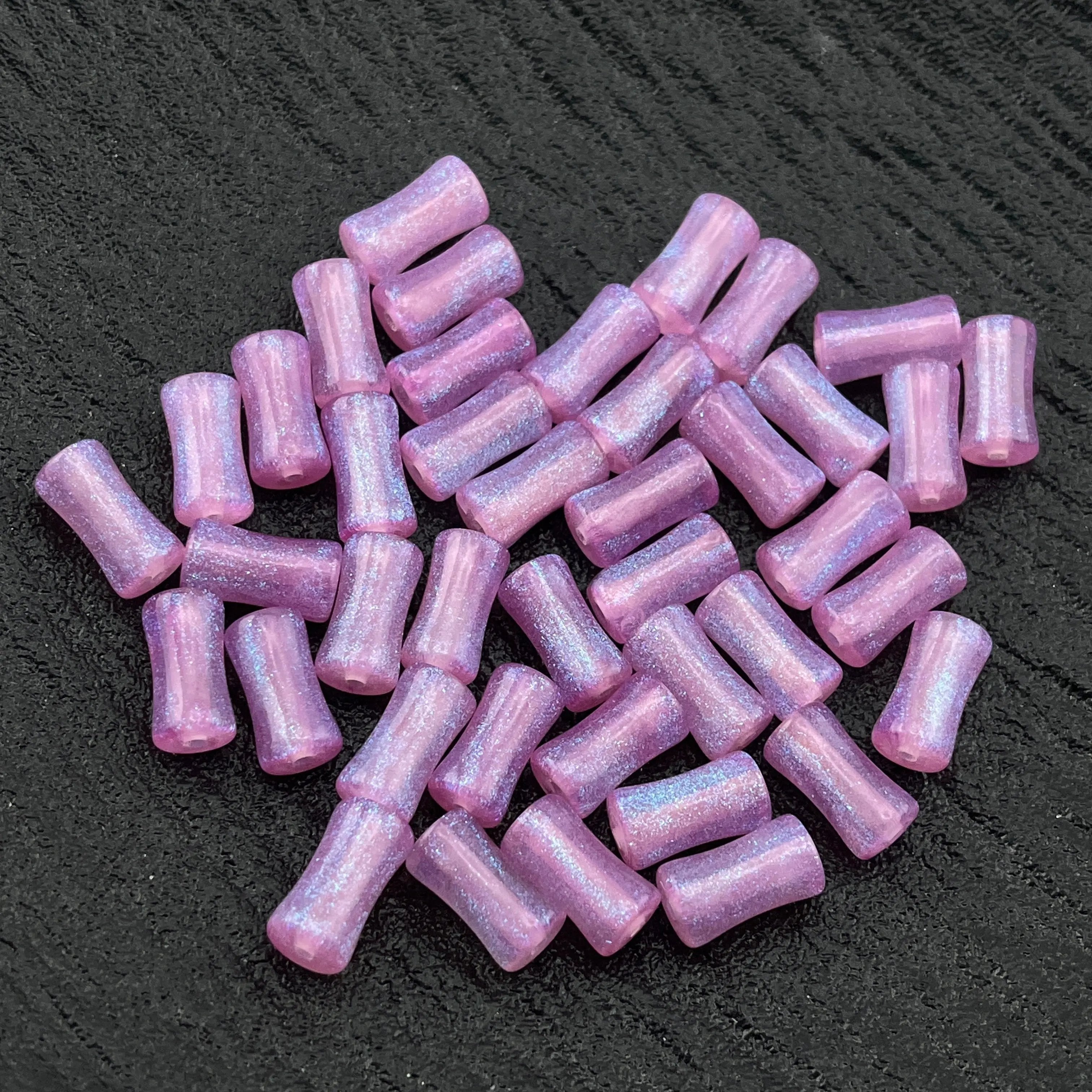 FS2154- 100PCS 6*12MM Milky Way glitter bamboo beads Zoe's DIY Shop