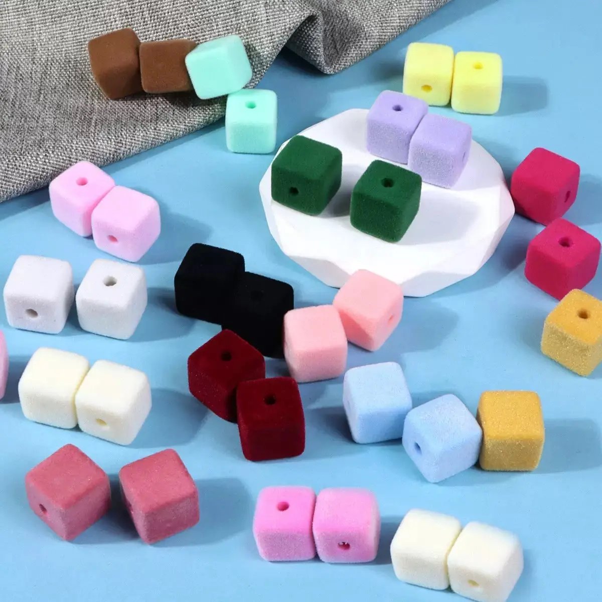 FS2191-About 14MM Size Frocked Acrylic Cube Beads Fit For Beadable Pens Zoe's DIY Shop