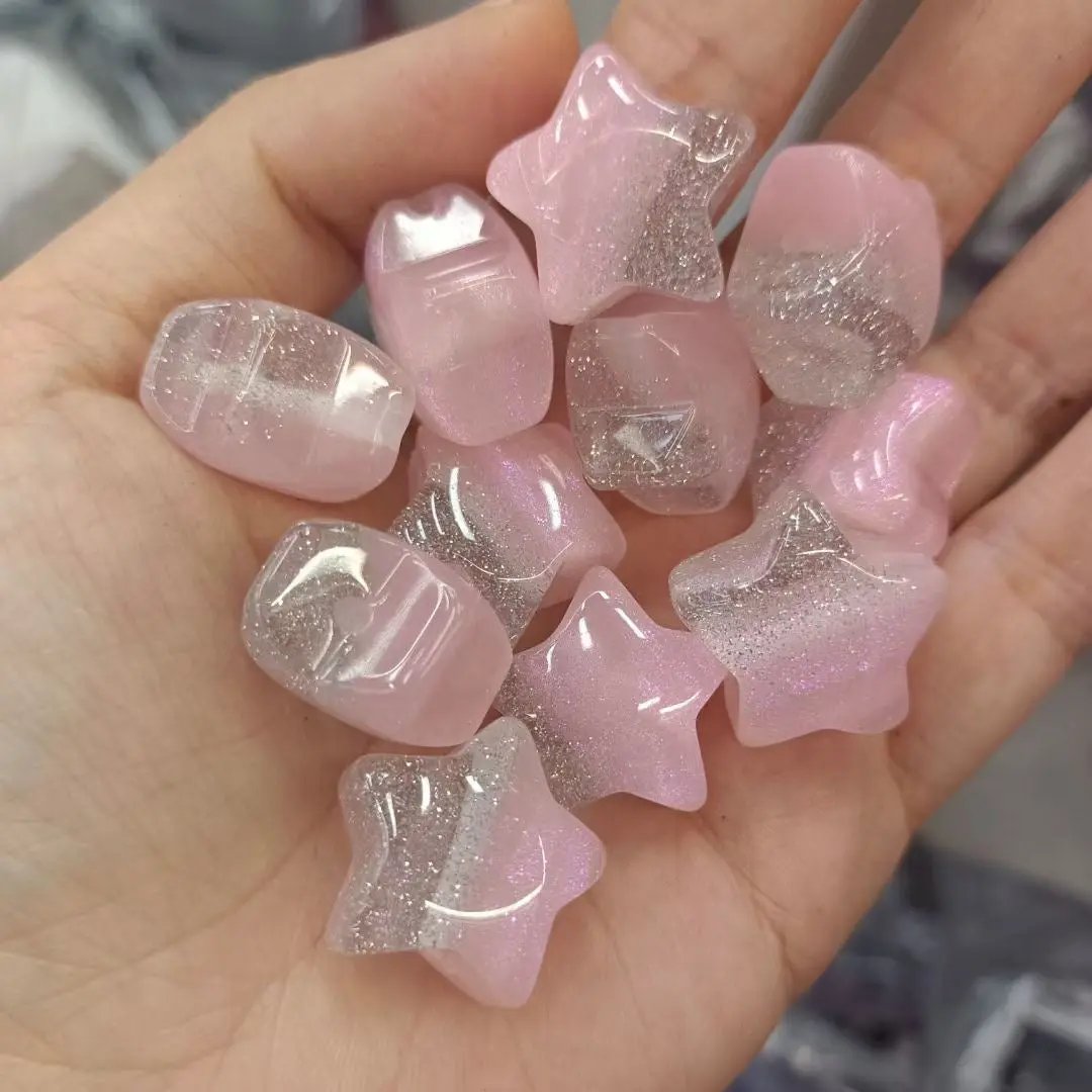 FS2269-Random Mixed Color 20MM Glitter Star Resin Beads Fit For Beadable Pens Zoe's DIY Shop