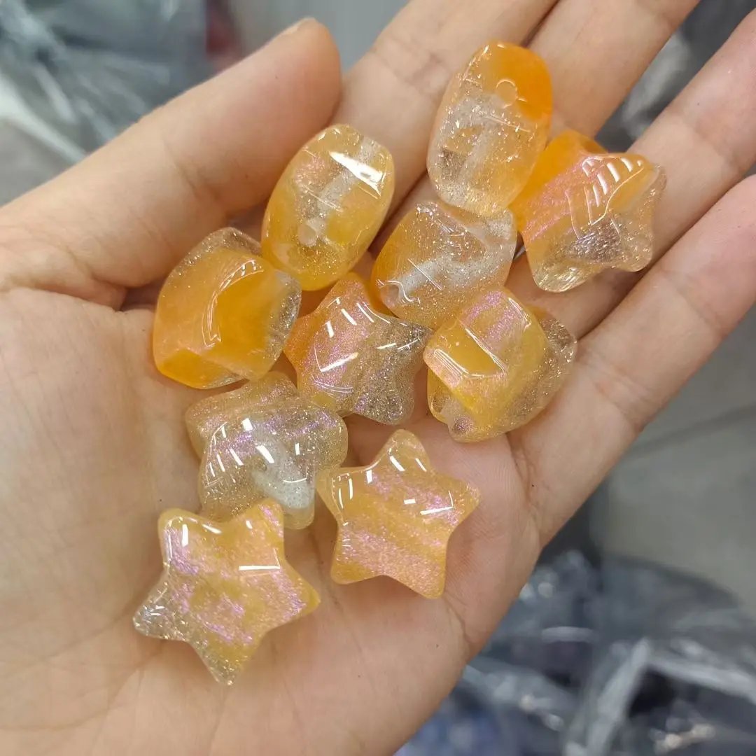 FS2269-Random Mixed Color 20MM Glitter Star Resin Beads Fit For Beadable Pens Zoe's DIY Shop