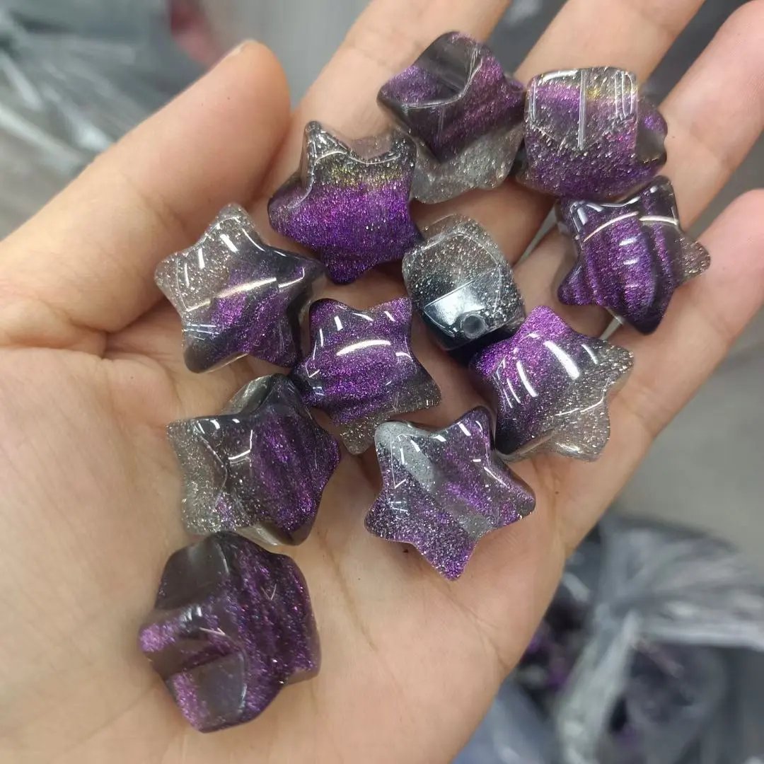 FS2269-Random Mixed Color 20MM Glitter Star Resin Beads Fit For Beadable Pens Zoe's DIY Shop