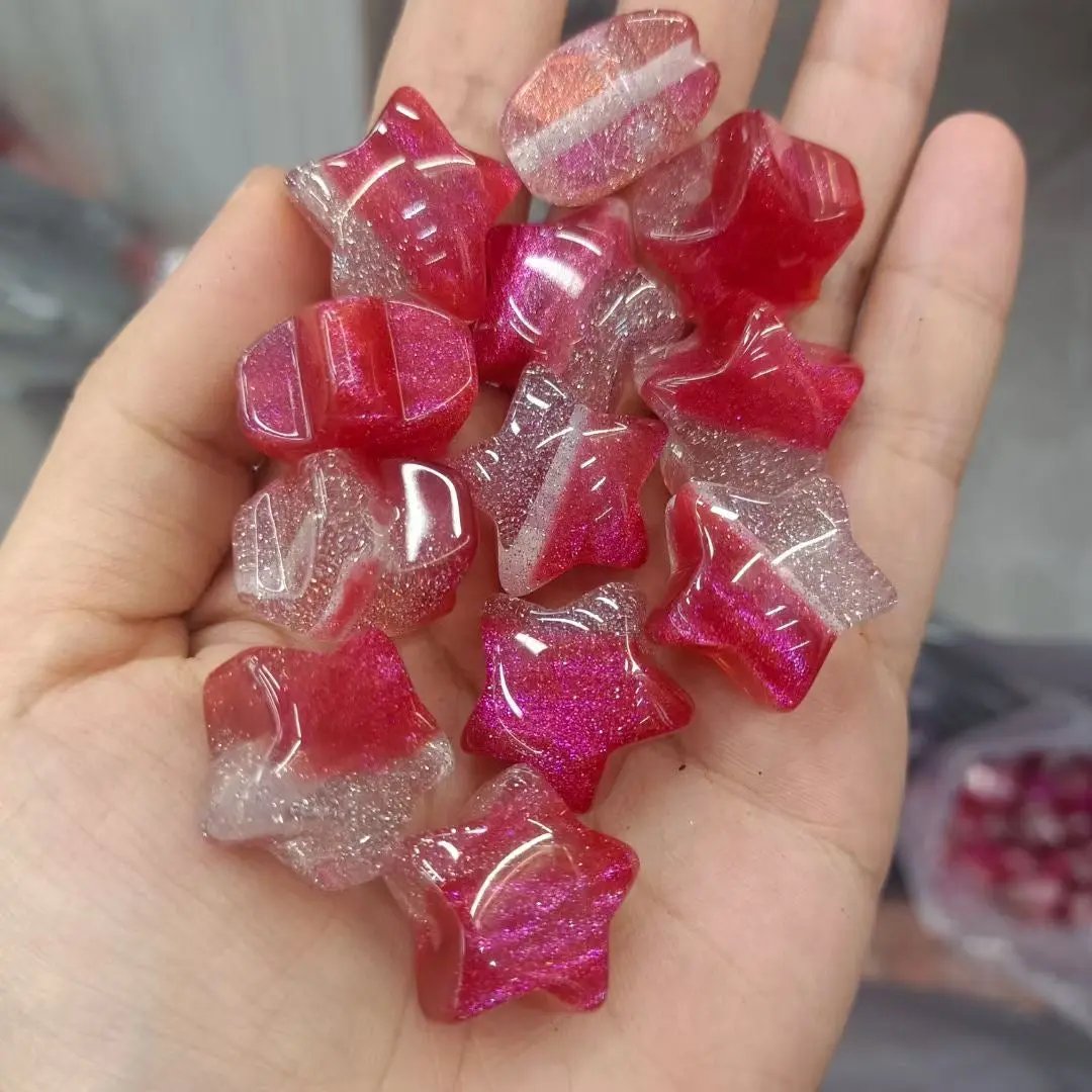FS2269-Random Mixed Color 20MM Glitter Star Resin Beads Fit For Beadable Pens Zoe's DIY Shop