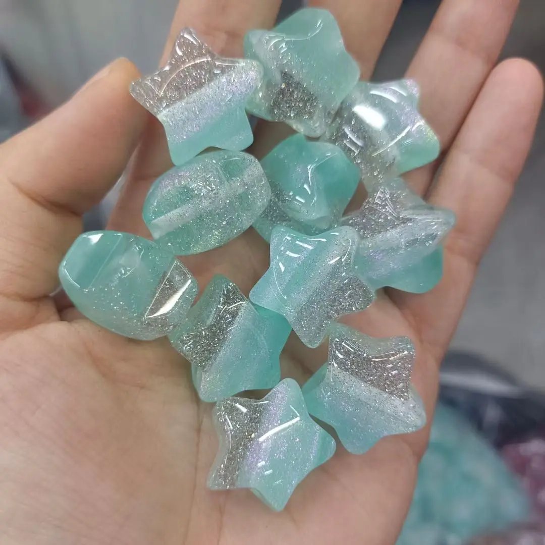 FS2269-Random Mixed Color 20MM Glitter Star Resin Beads Fit For Beadable Pens Zoe's DIY Shop