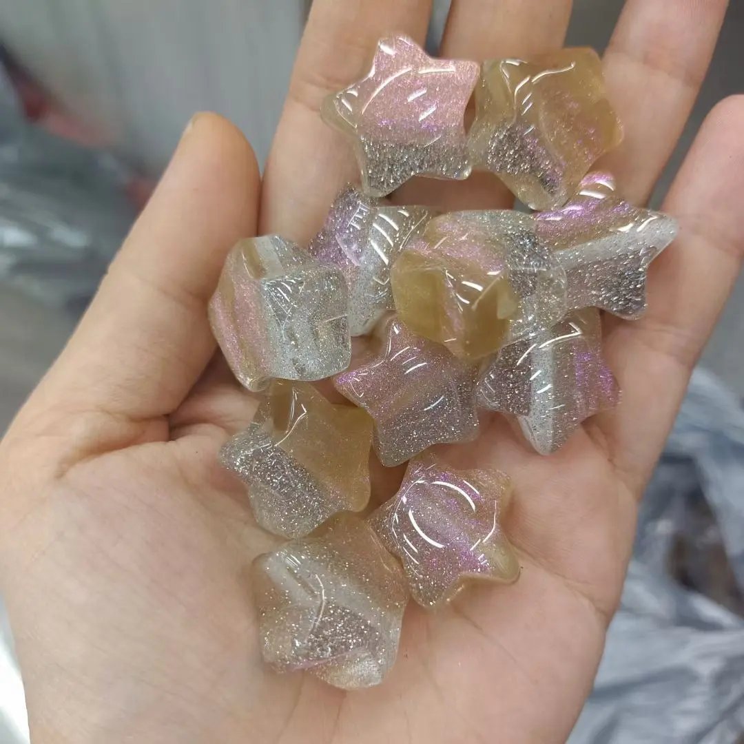 FS2269-Random Mixed Color 20MM Glitter Star Resin Beads Fit For Beadable Pens Zoe's DIY Shop